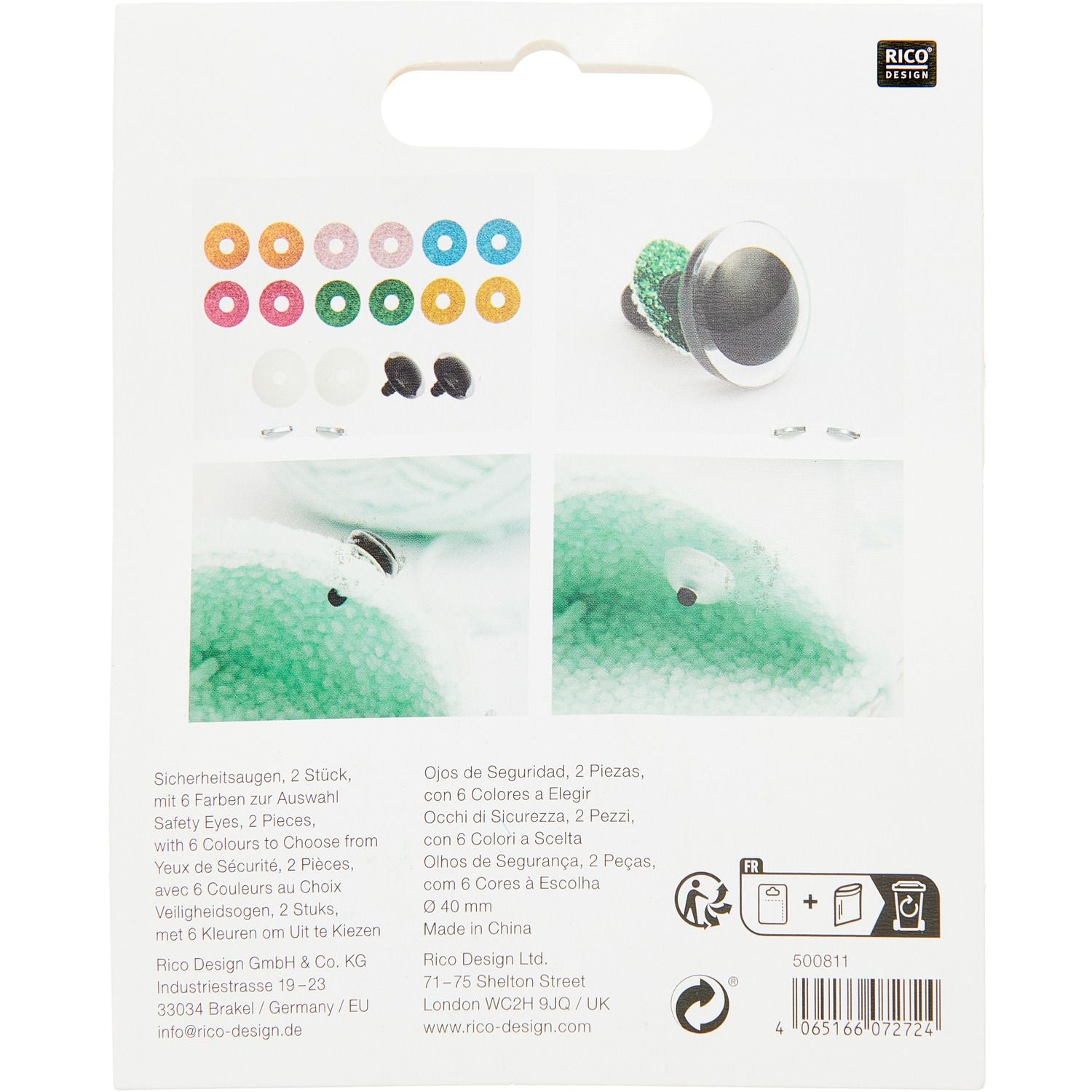 Rico safety eyes 40mm, 1 pair