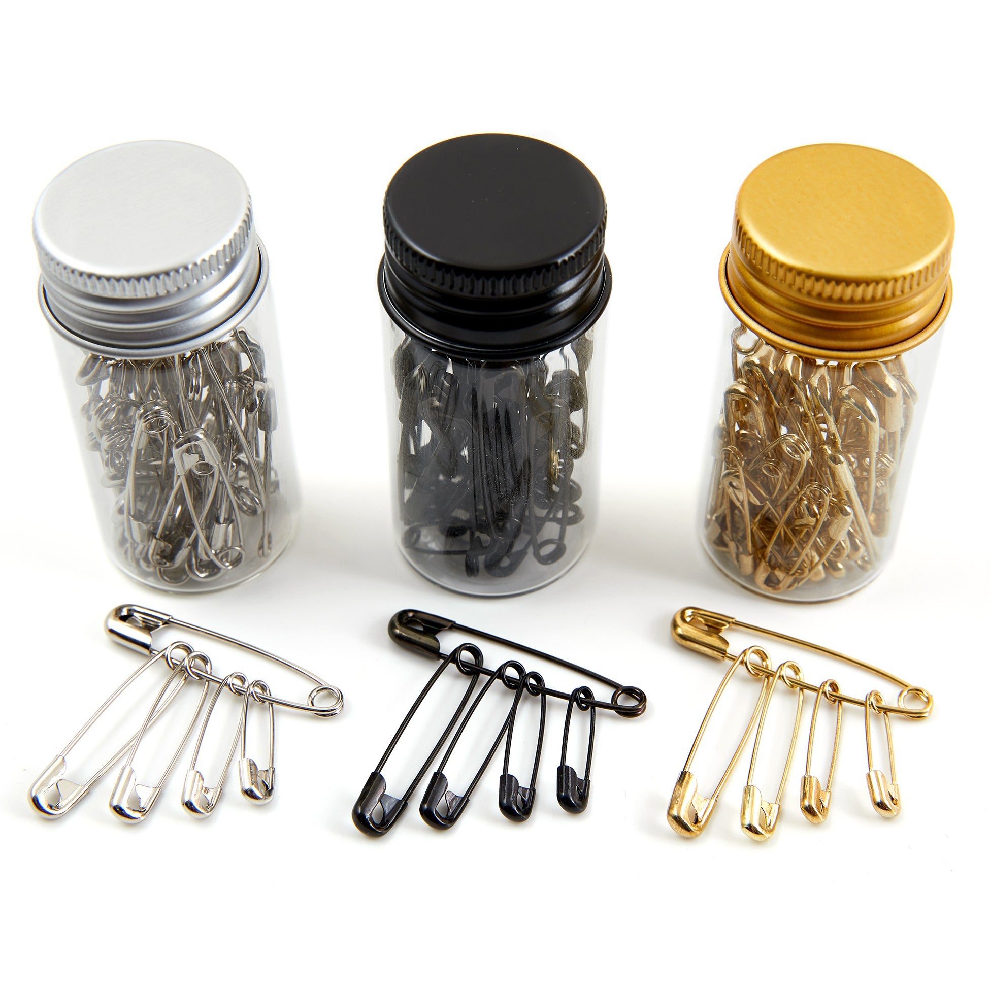 Carbon Steel Safety Pins in Glass Jar