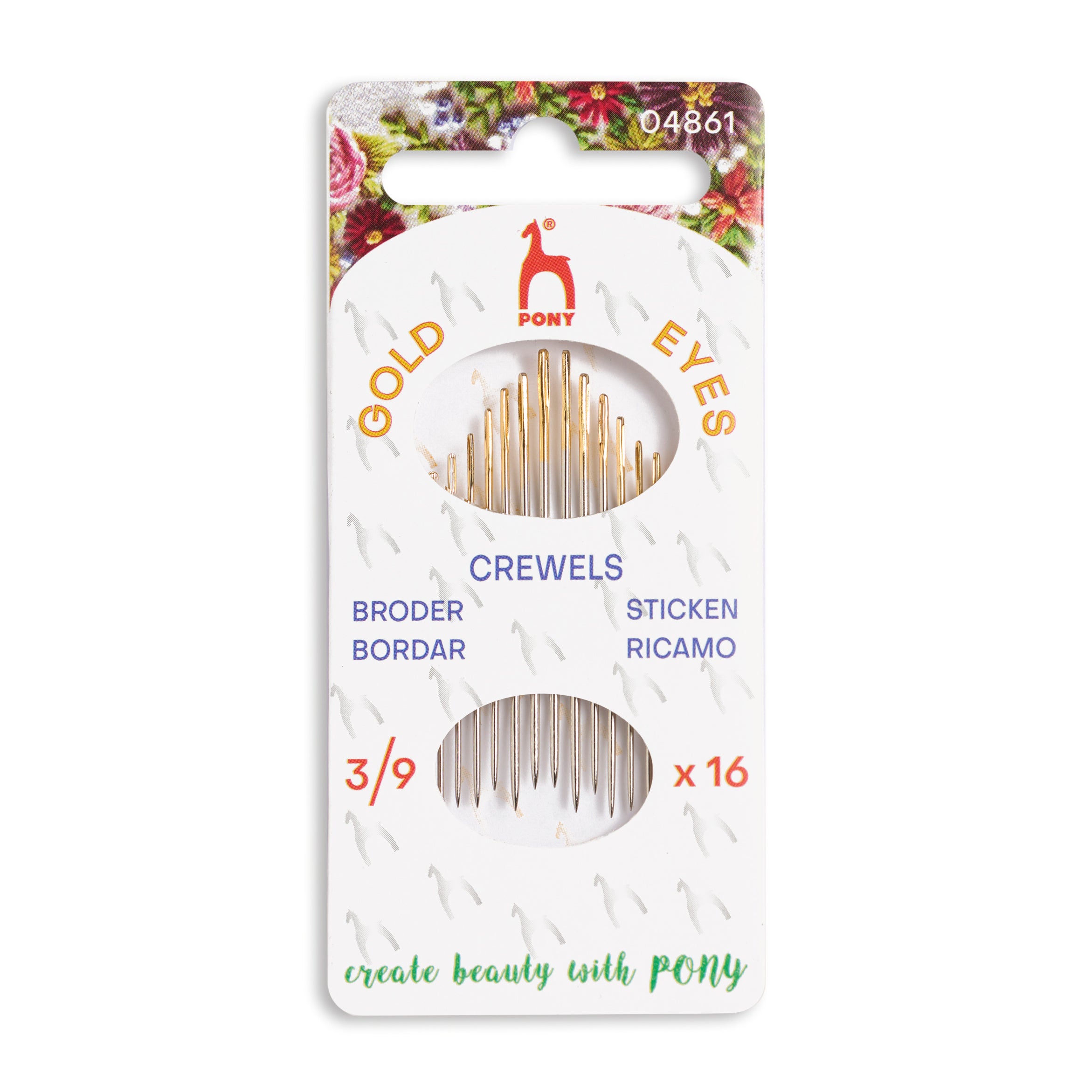 Hand Sewing Needles: Crewels: Gold Eye: Sizes 3-9
