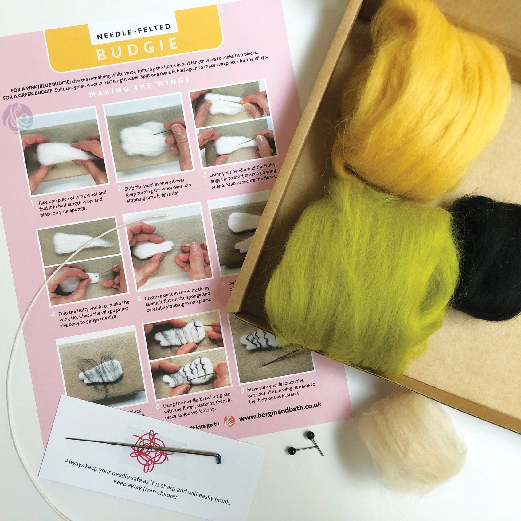 Needle Felting Kit Budgie. Make a wool felt budgerigar