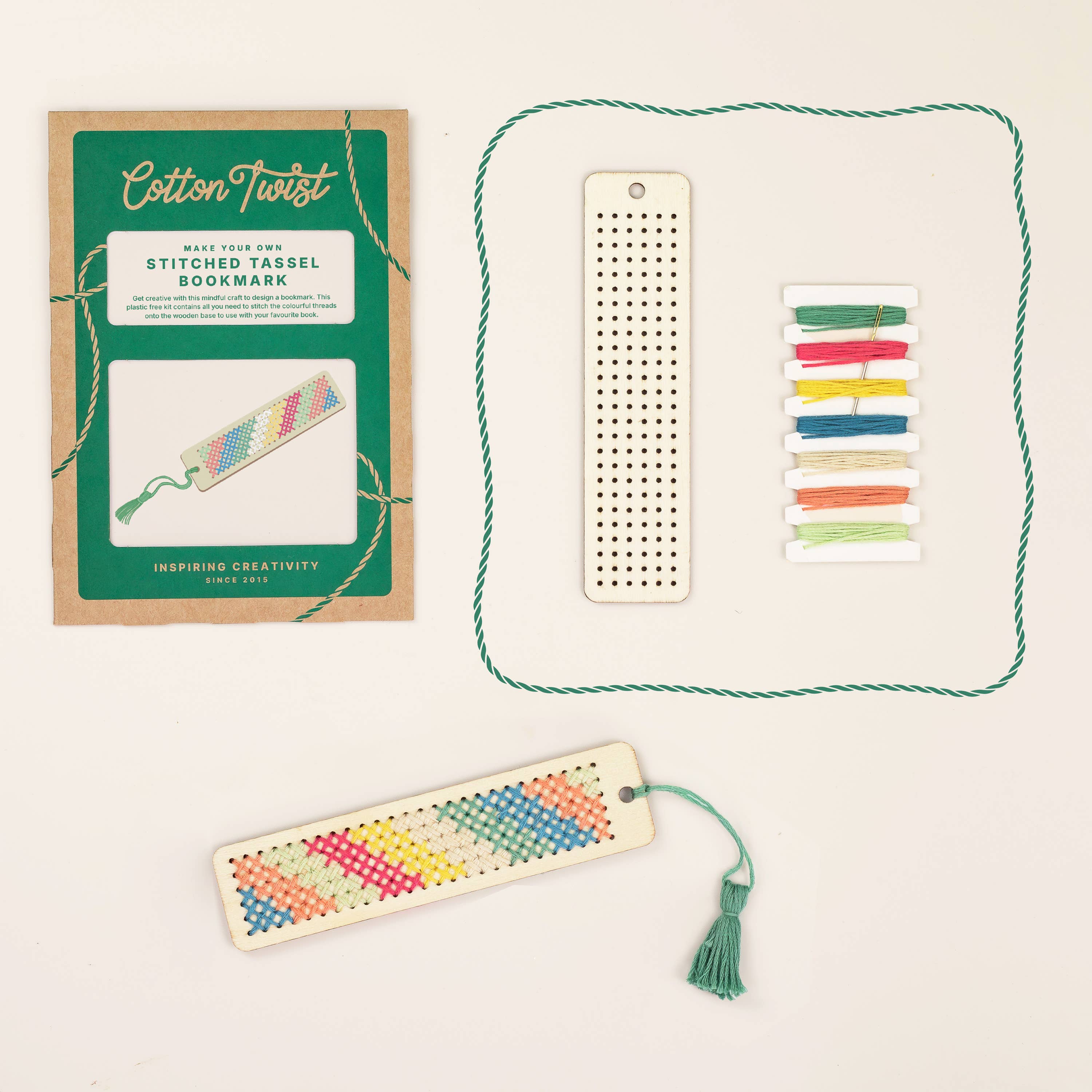 Cotton Twist  - DIY Craft Kit - Kids: Make Your Own Stitched Tassel Bookmark