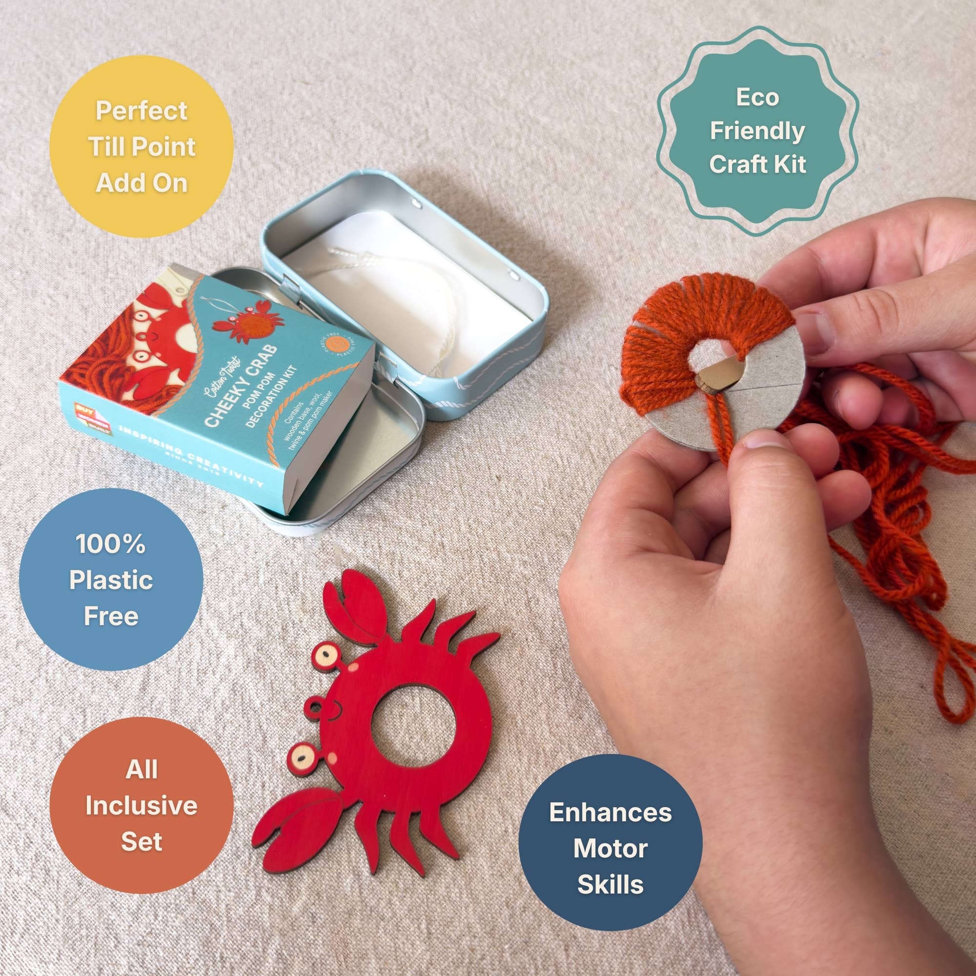 Cotton Twist (WE PREPAY ALL USA DUTIES) - Make Your Own Pom Pom Crab Decoration Kit