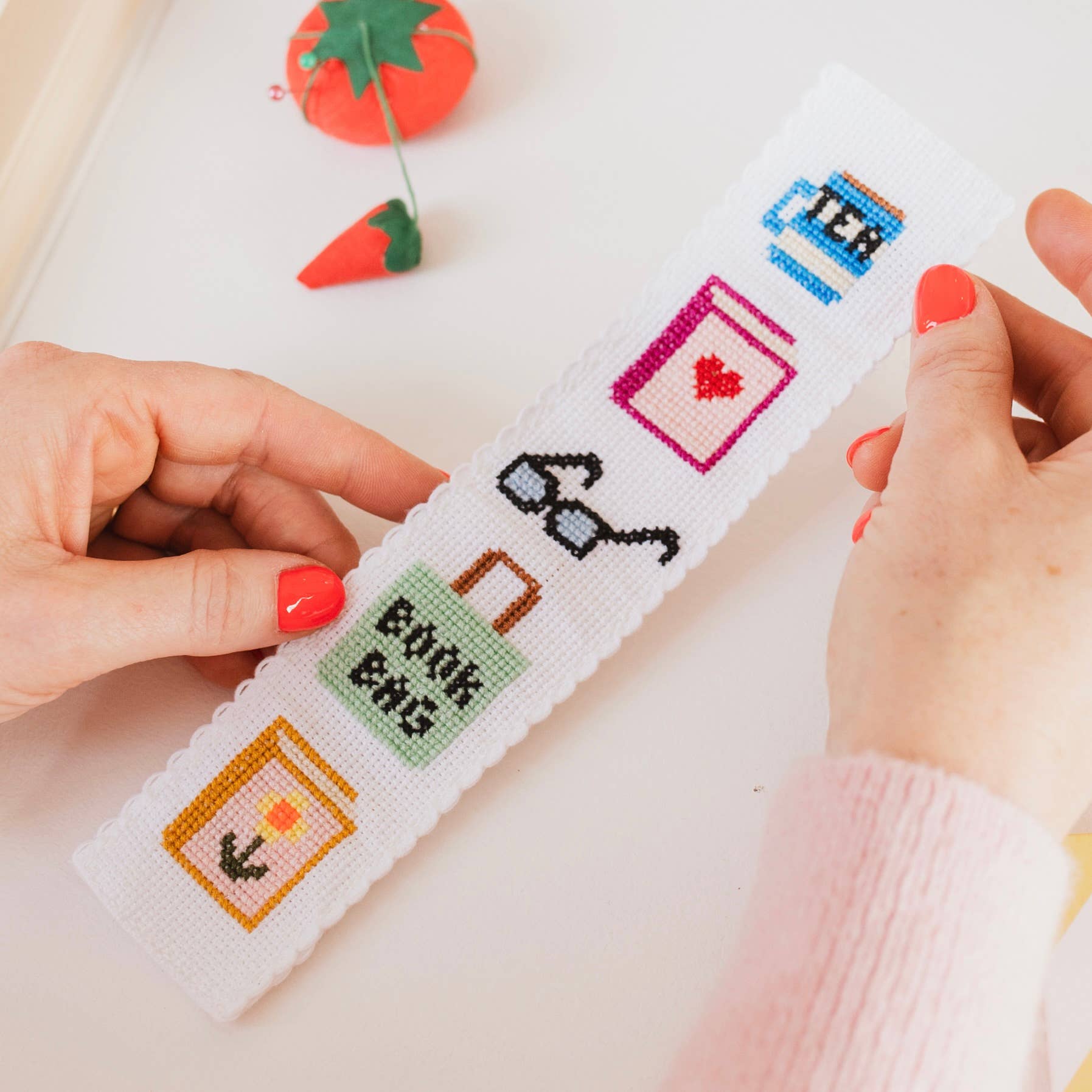 Cotton Clara Craft Kits & Supplies - Bookish Counted Cross Stitch Bookmark Kit Beginner Friendly