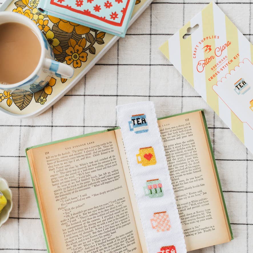 Cotton Clara Craft Kits & Supplies - Tea/Mugs Cross Stitch Bookmark Kit