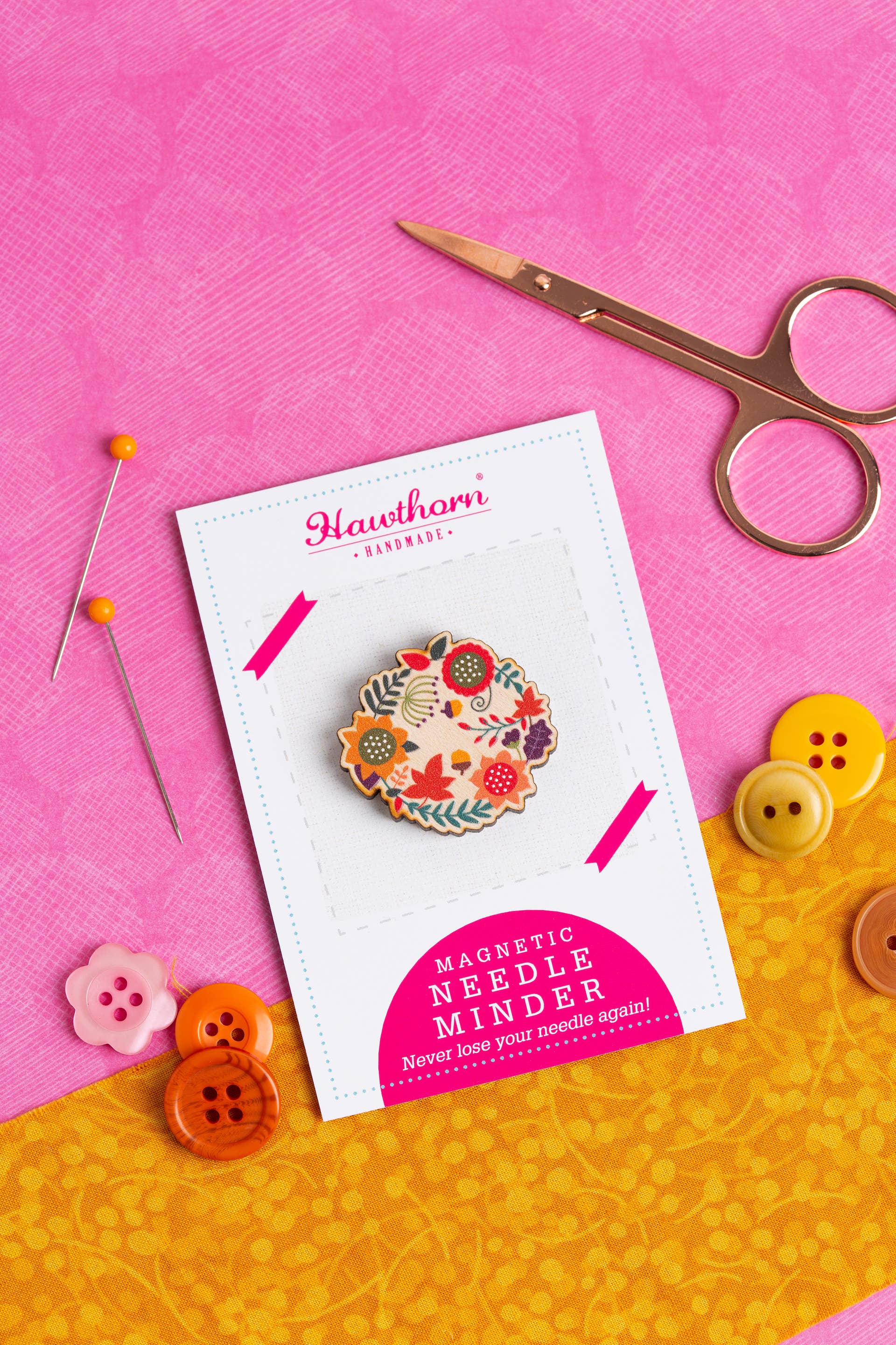Hawthorn Handmade - Autumn Leaves Needle Minder | Gift for Crafters