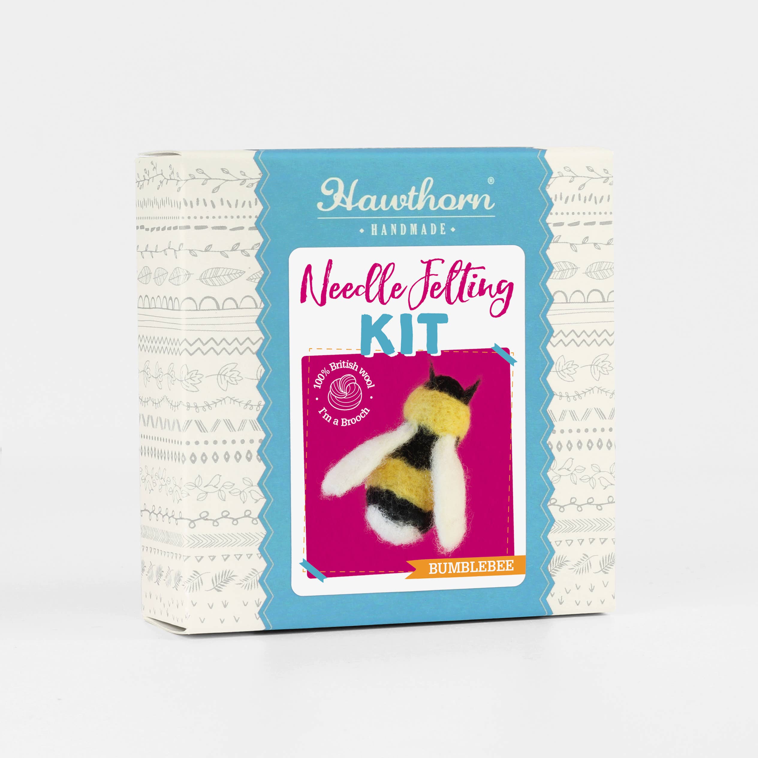 Hawthorn Handmade - Bee Brooch Needle Felting Kit | Complete Craft Kit