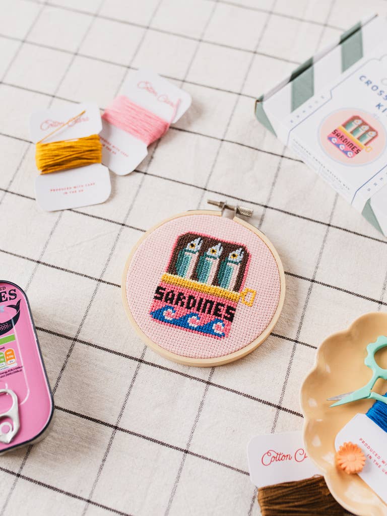 Cotton Clara Craft Kits & Supplies - Sardines Cross Stitch Kit