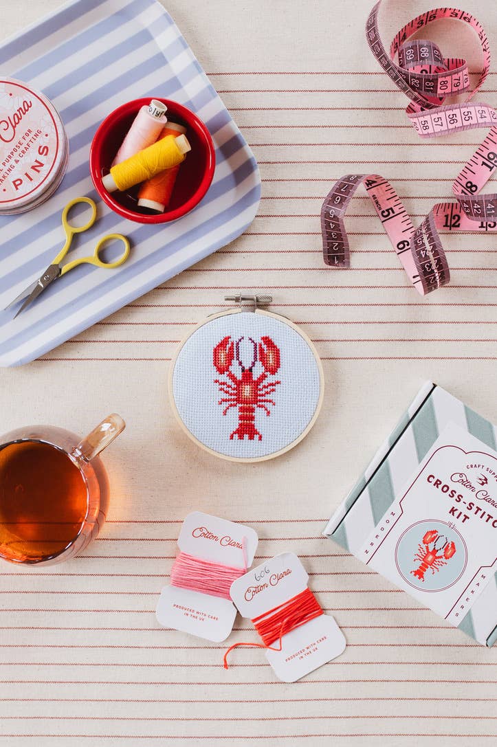 Cotton Clara Craft Kits & Supplies - Lobster Cross Stitch Kit