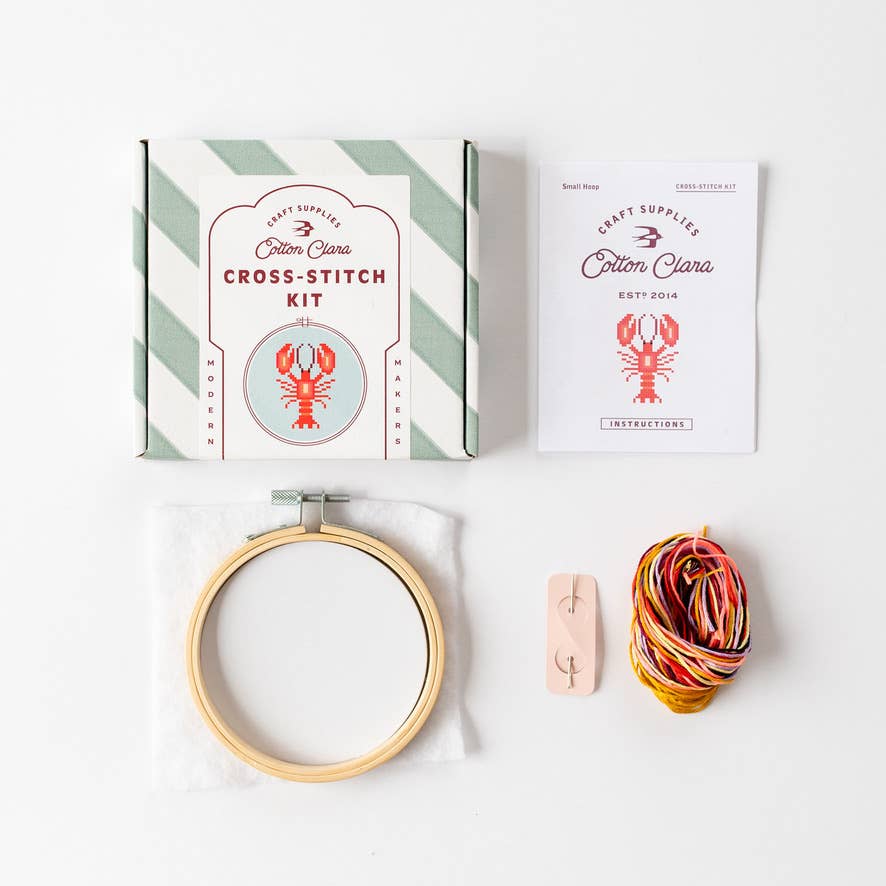 Cotton Clara Craft Kits & Supplies - Lobster Cross Stitch Kit