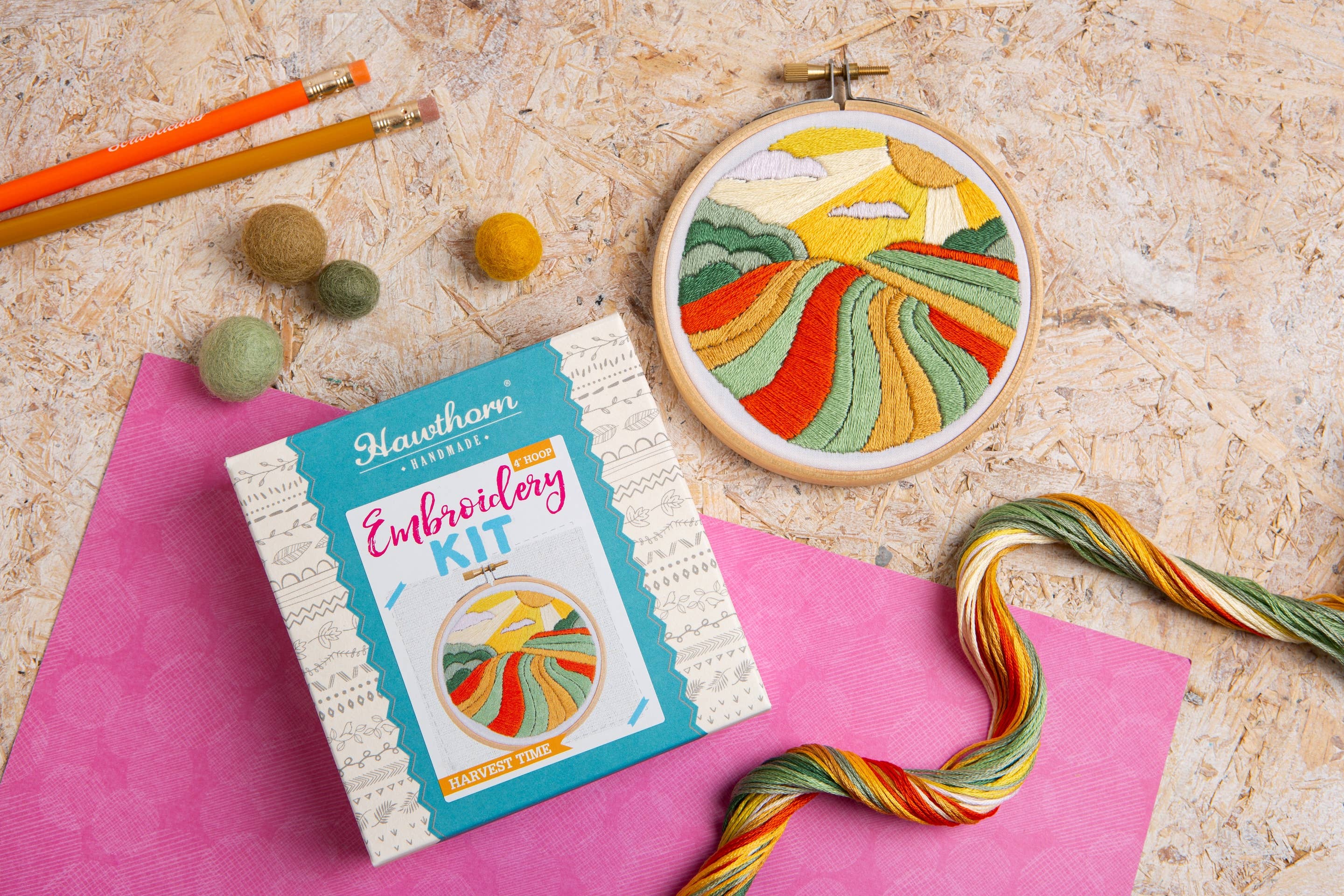 Hawthorn Handmade - Harvest Time Mini Embroidery Kit | Complete Craft Kit for Beginners