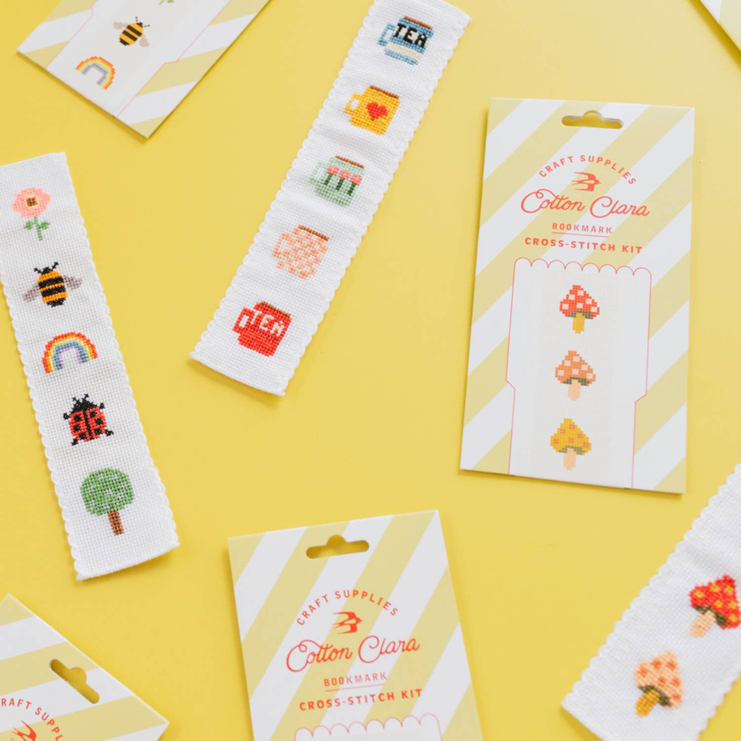 Cotton Clara Craft Kits & Supplies - Tea/Mugs Cross Stitch Bookmark Kit