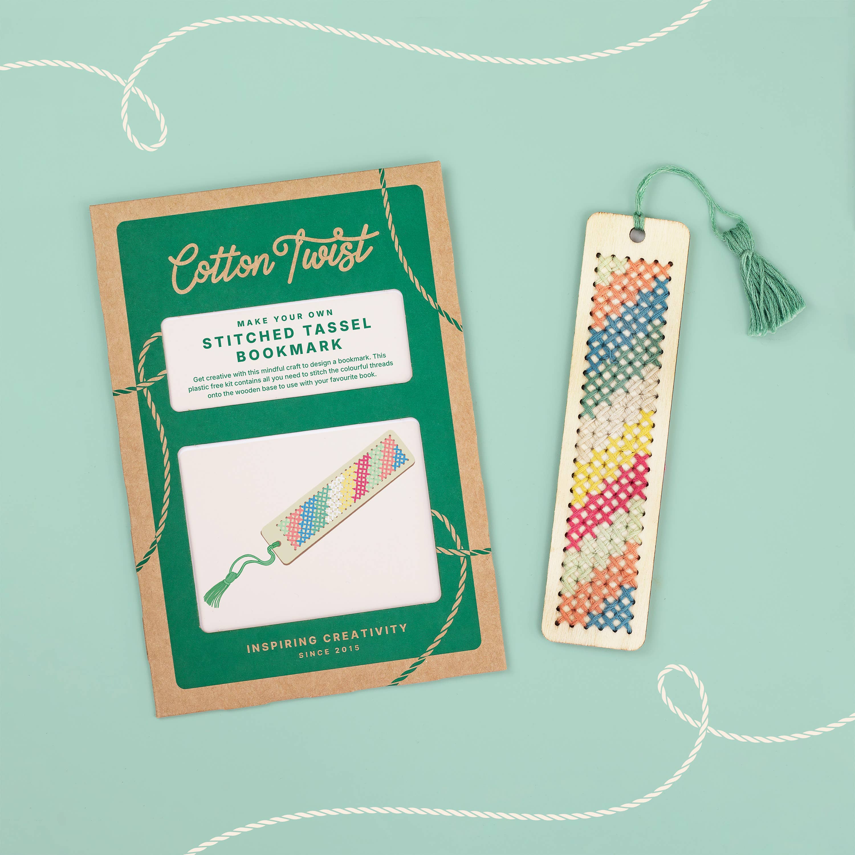 Cotton Twist  - DIY Craft Kit - Kids: Make Your Own Stitched Tassel Bookmark