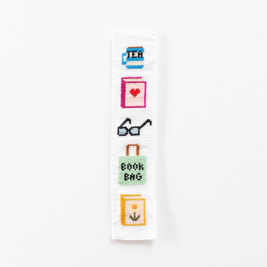 Cotton Clara Craft Kits & Supplies - Bookish Counted Cross Stitch Bookmark Kit Beginner Friendly