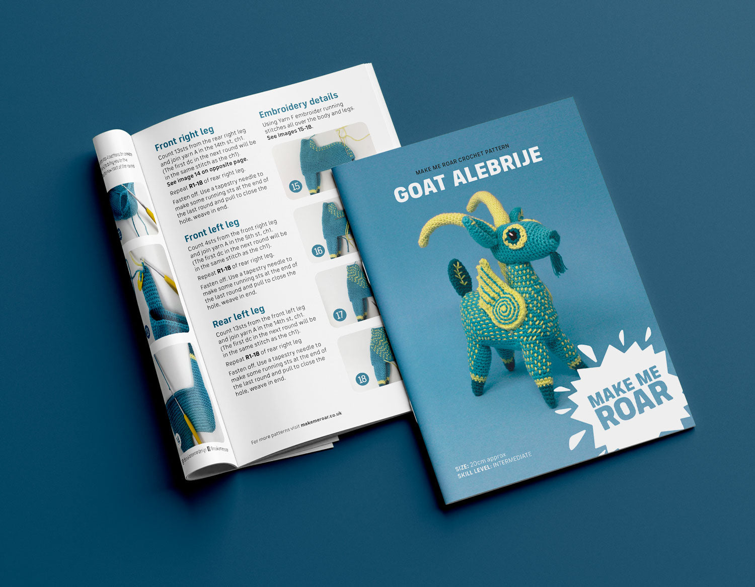Goat Alebrije printed crochet pattern