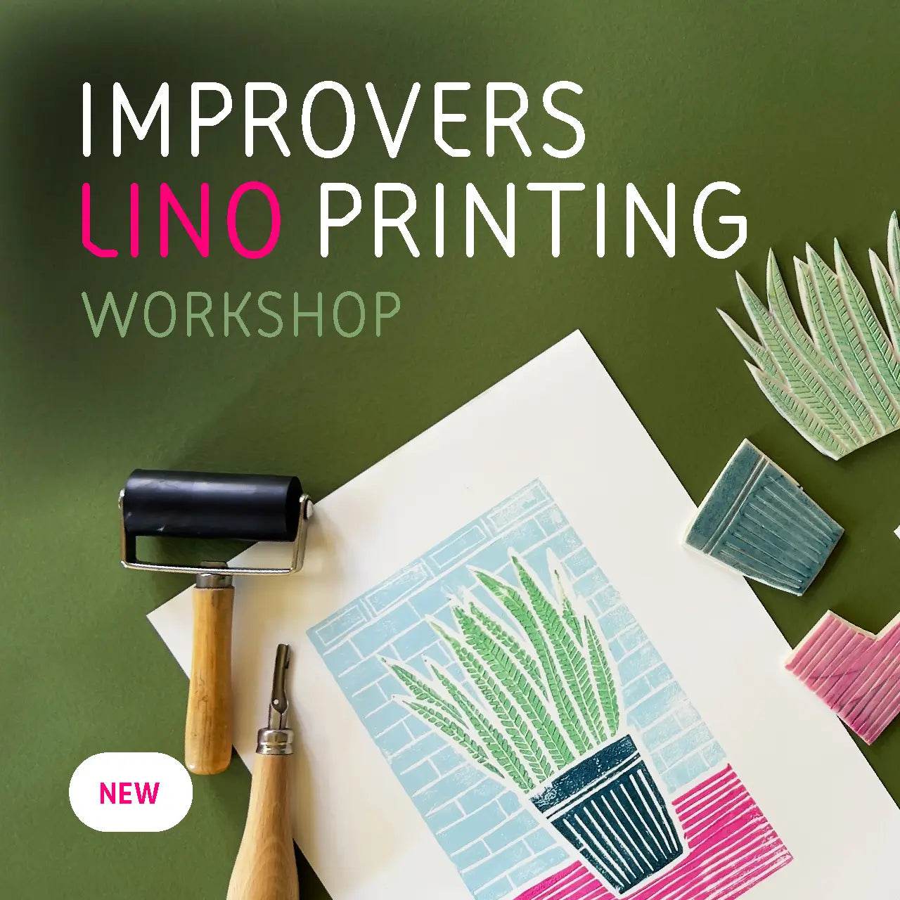 Improvers Lino printing workshop, expand your skills and learn new techniques at Maker Studio Eastbourne