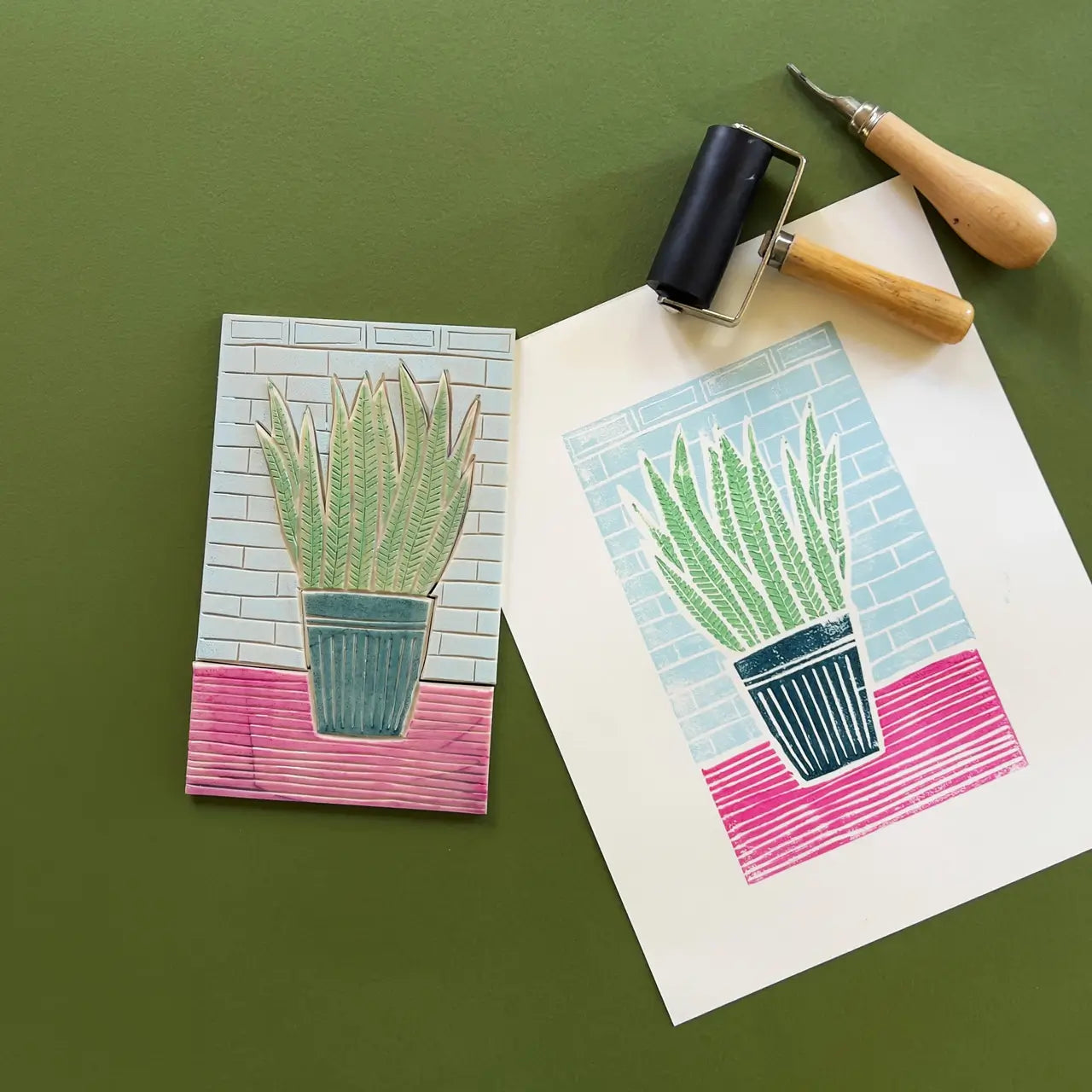 Improvers Lino printing workshop, expand your skills and learn new techniques at Maker Studio Eastbourne