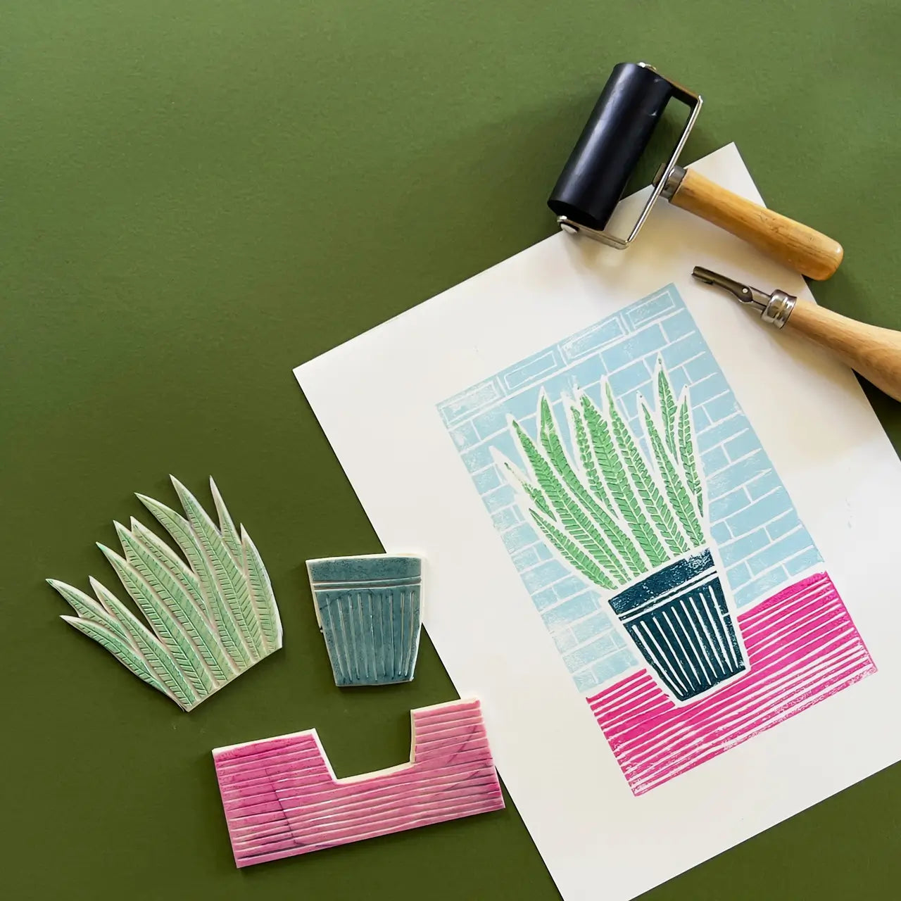 Improvers Lino printing workshop, expand your skills and learn new techniques at Maker Studio Eastbourne