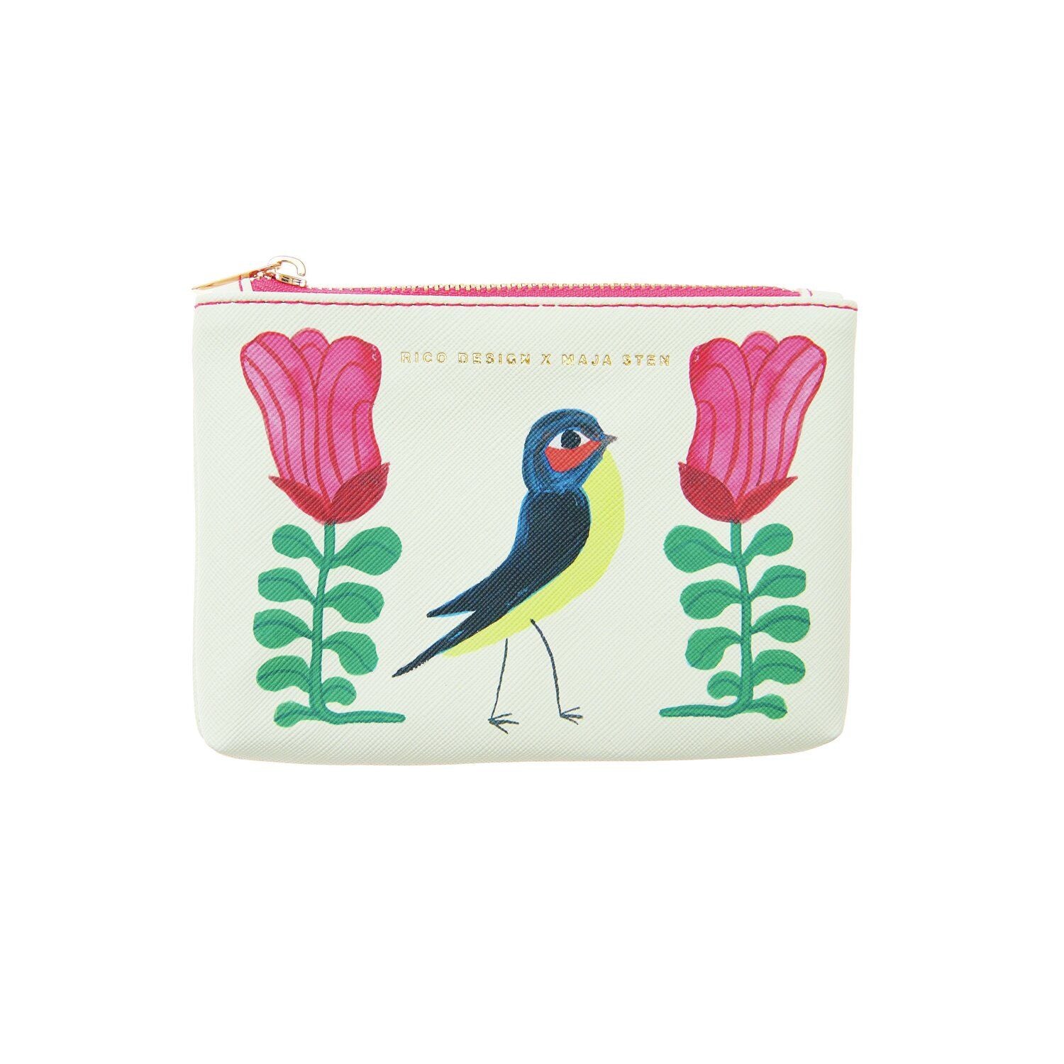 Small blue swedish folk Law inspired bird pouch