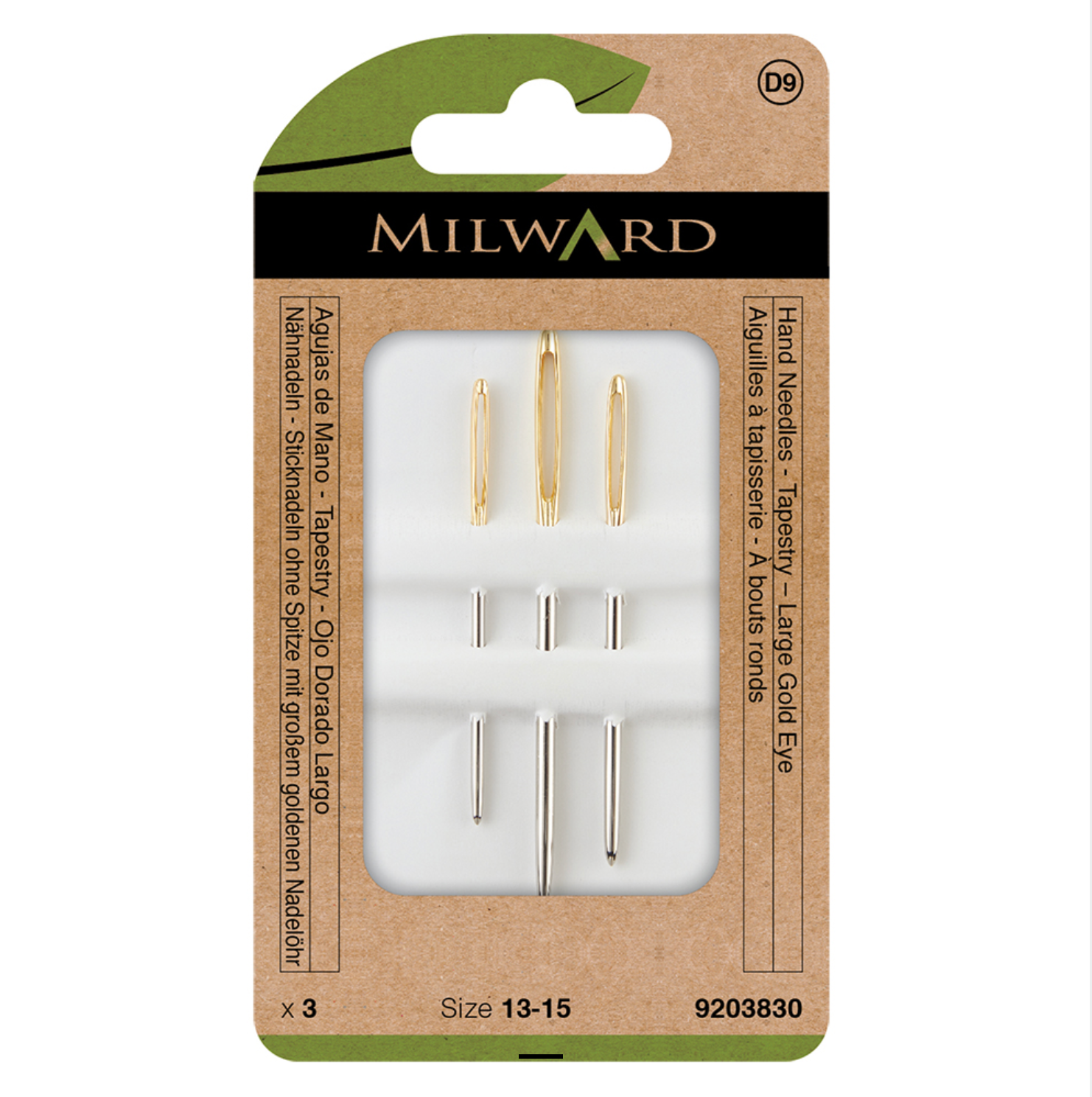 Hand Sewing Needles: Tapestry: Large: Gold Eye: Size 13-15: Pack of 3