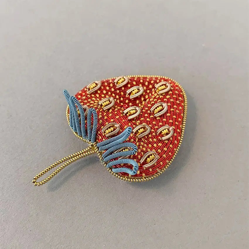 Metal Thread Embroidery, Strawberry Brooch, Workshop