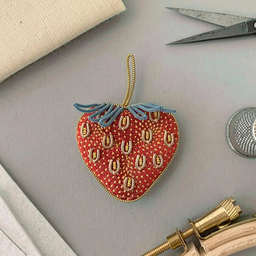 Metal Thread Embroidery, Strawberry Brooch, Workshop