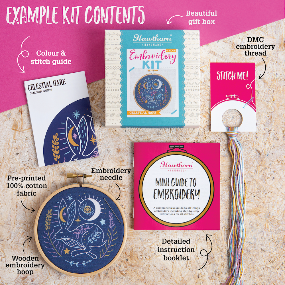 Hawthorn Handmade - Harvest Time Mini Embroidery Kit | Complete Craft Kit for Beginners