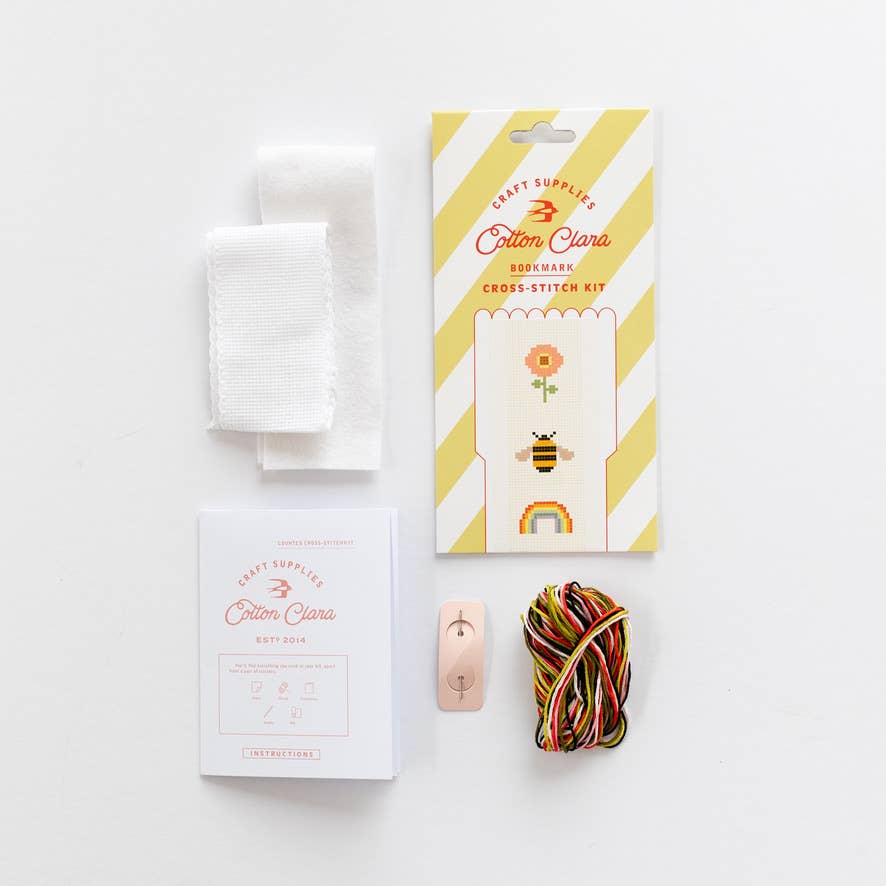 Cotton Clara Craft Kits & Supplies - Bookish Counted Cross Stitch Bookmark Kit Beginner Friendly