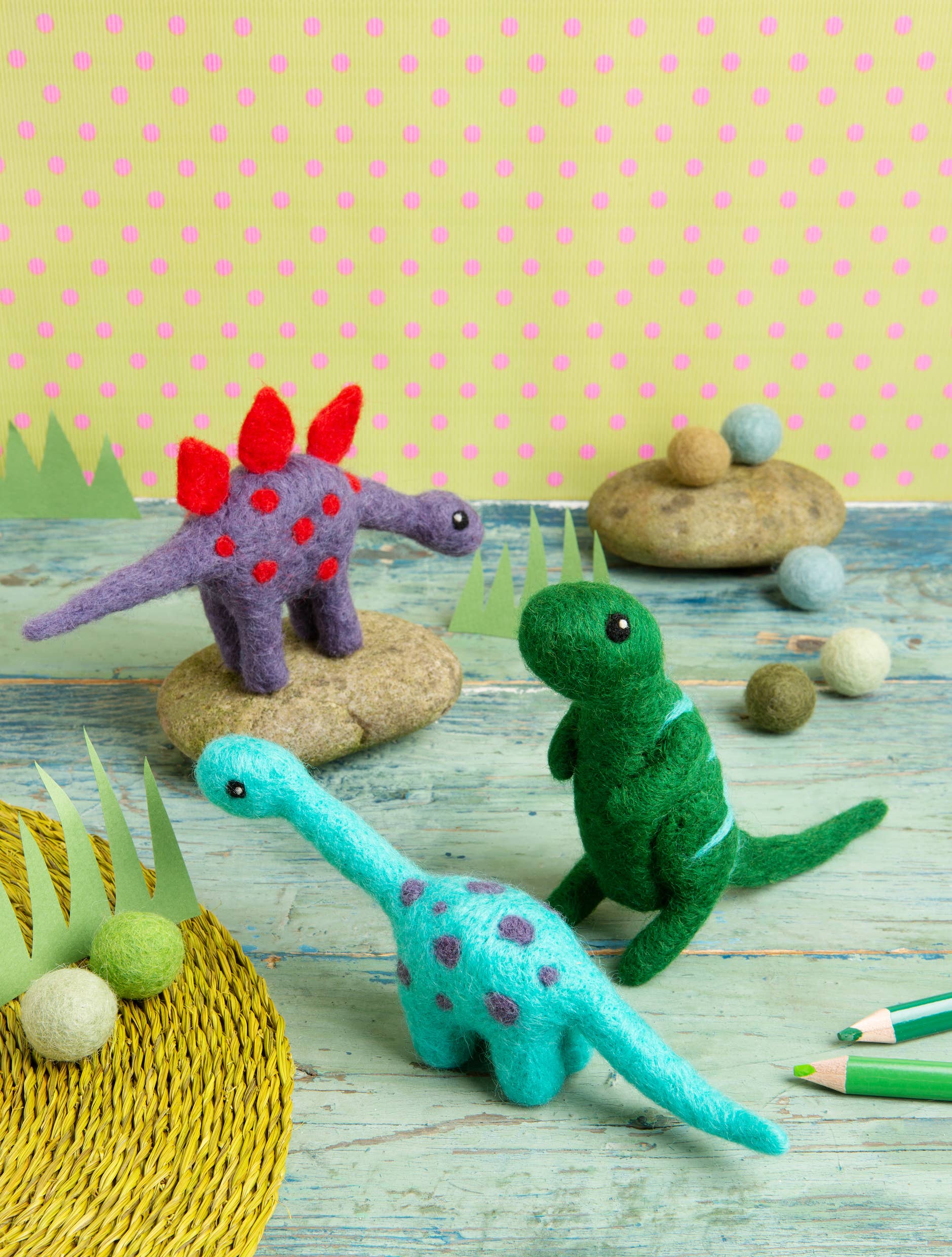 Hawthorn Handmade - Stegosaurus Mini Needle Felting Kit | Beginner Craft Kit