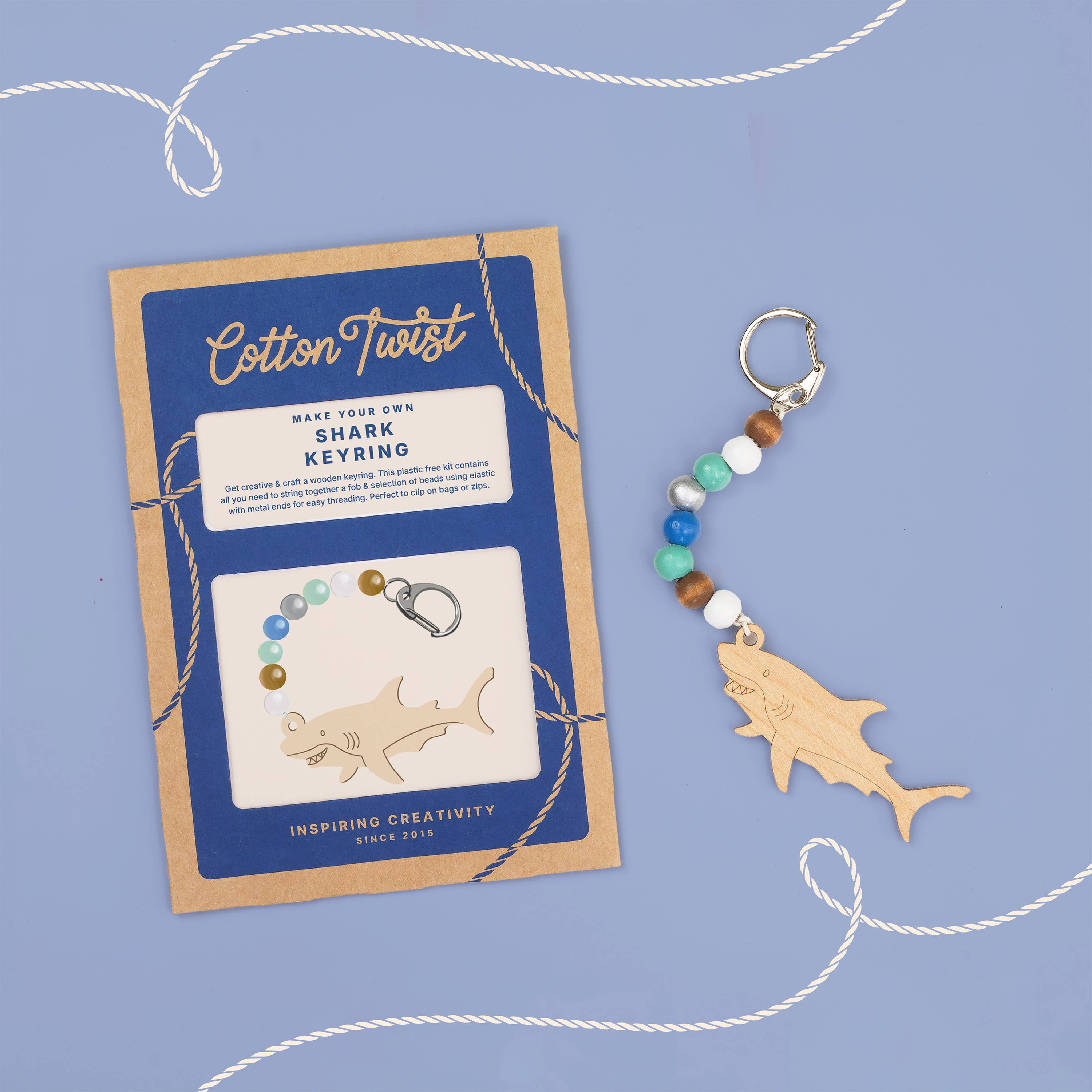 Cotton Twist (WE PREPAY ALL USA DUTIES) - Make Your Own Shark Keyring Kit