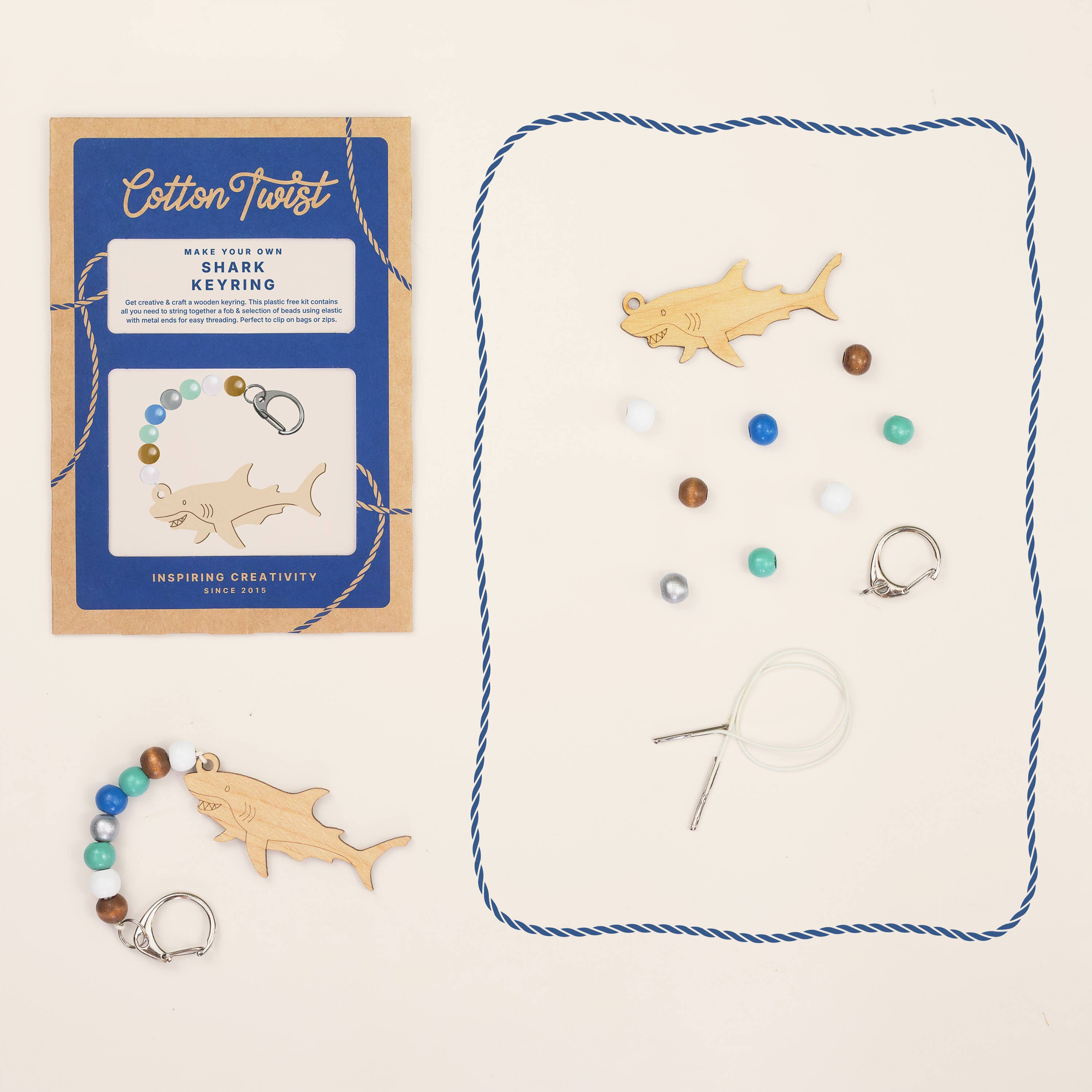 Cotton Twist (WE PREPAY ALL USA DUTIES) - Make Your Own Shark Keyring Kit