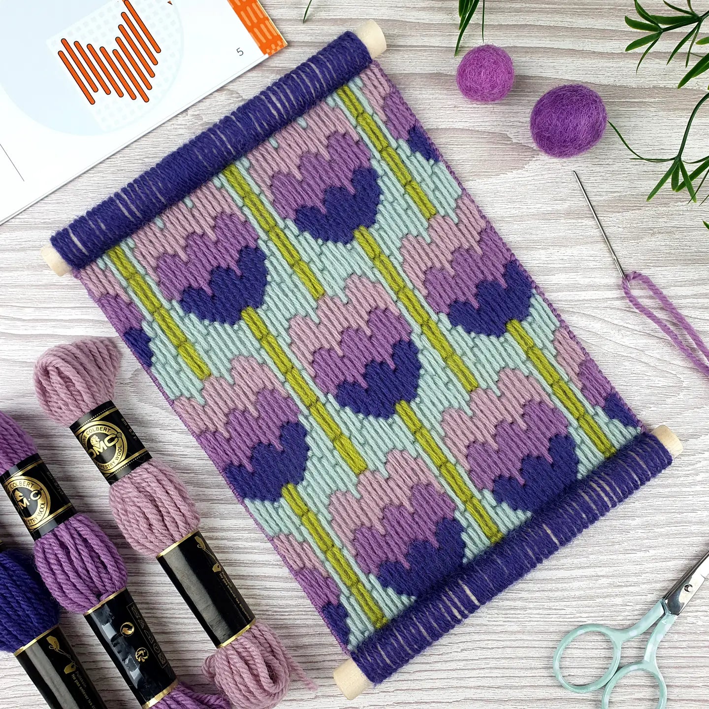 Floral Bargello Kits, Tulips Wall Hanging, Easy Tapestry Kit