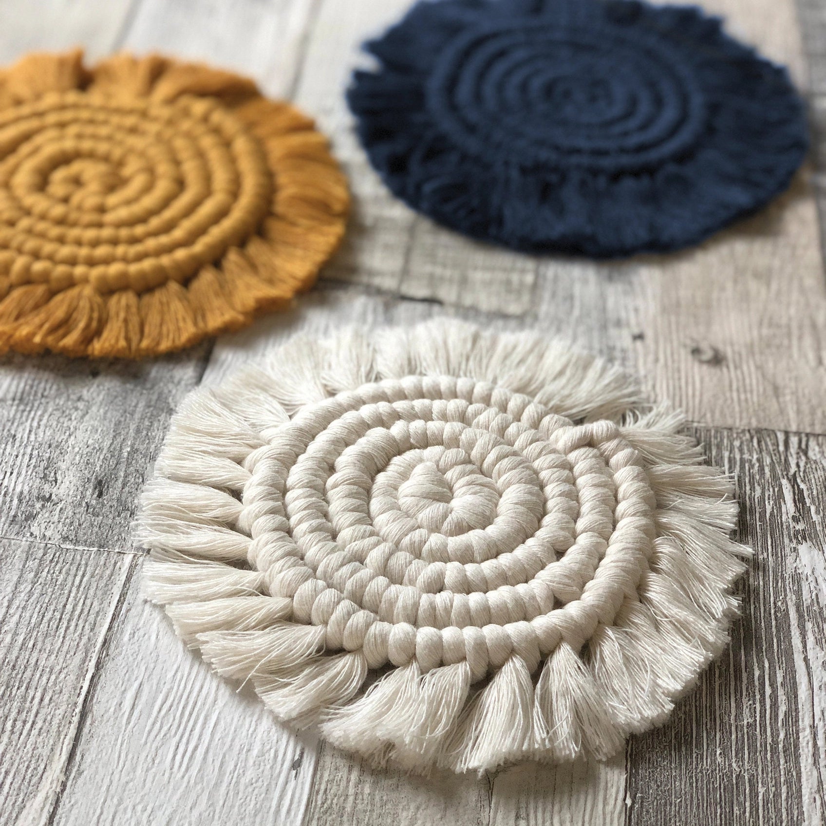 Macrame Kit Coasters - Yellow. Craft kit for adults