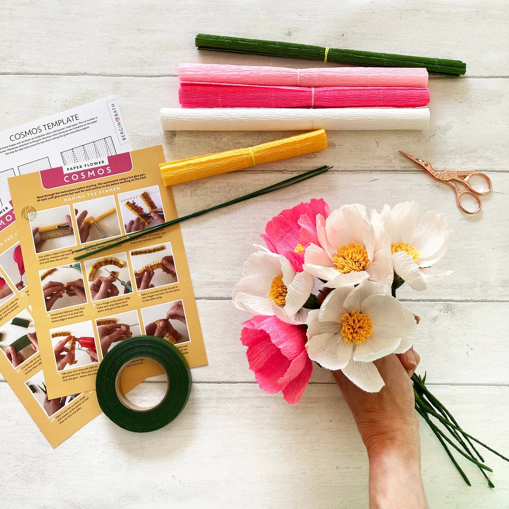 Paper Flower Making Kit Cosmos, craft kit for women