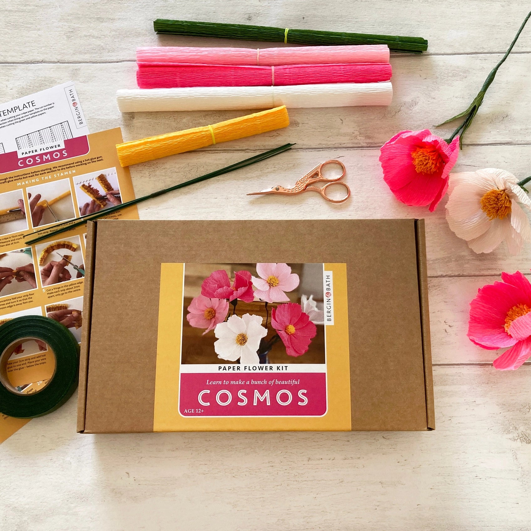 Paper Flower Making Kit Cosmos, craft kit for women