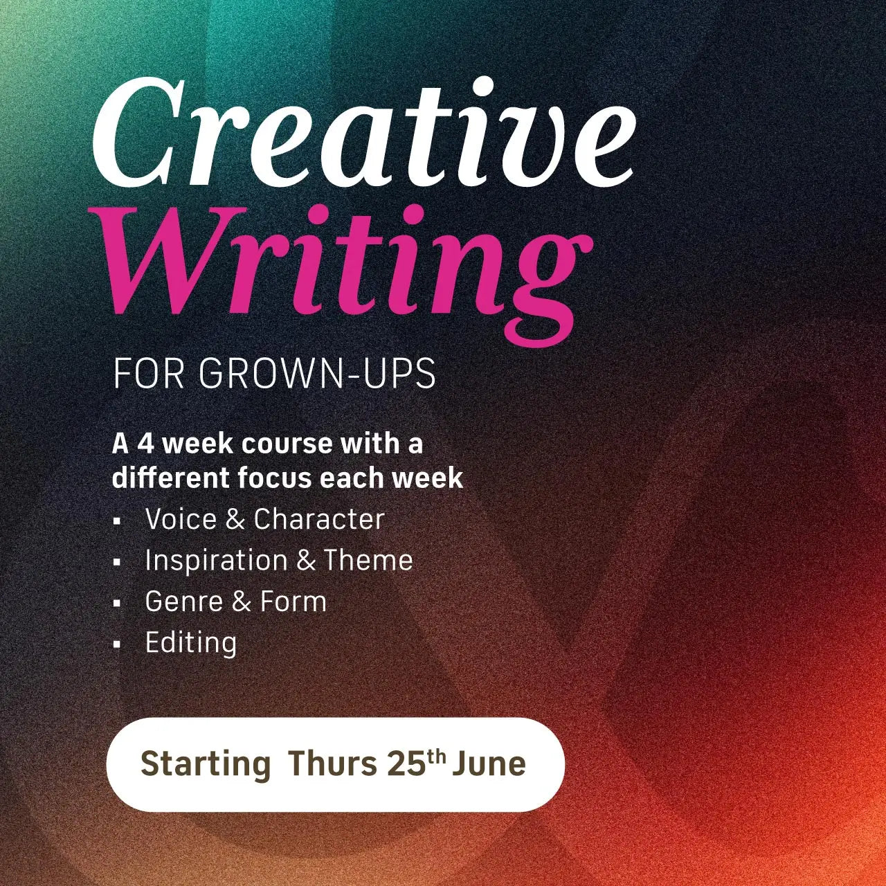Starting to Write - 4 week Course