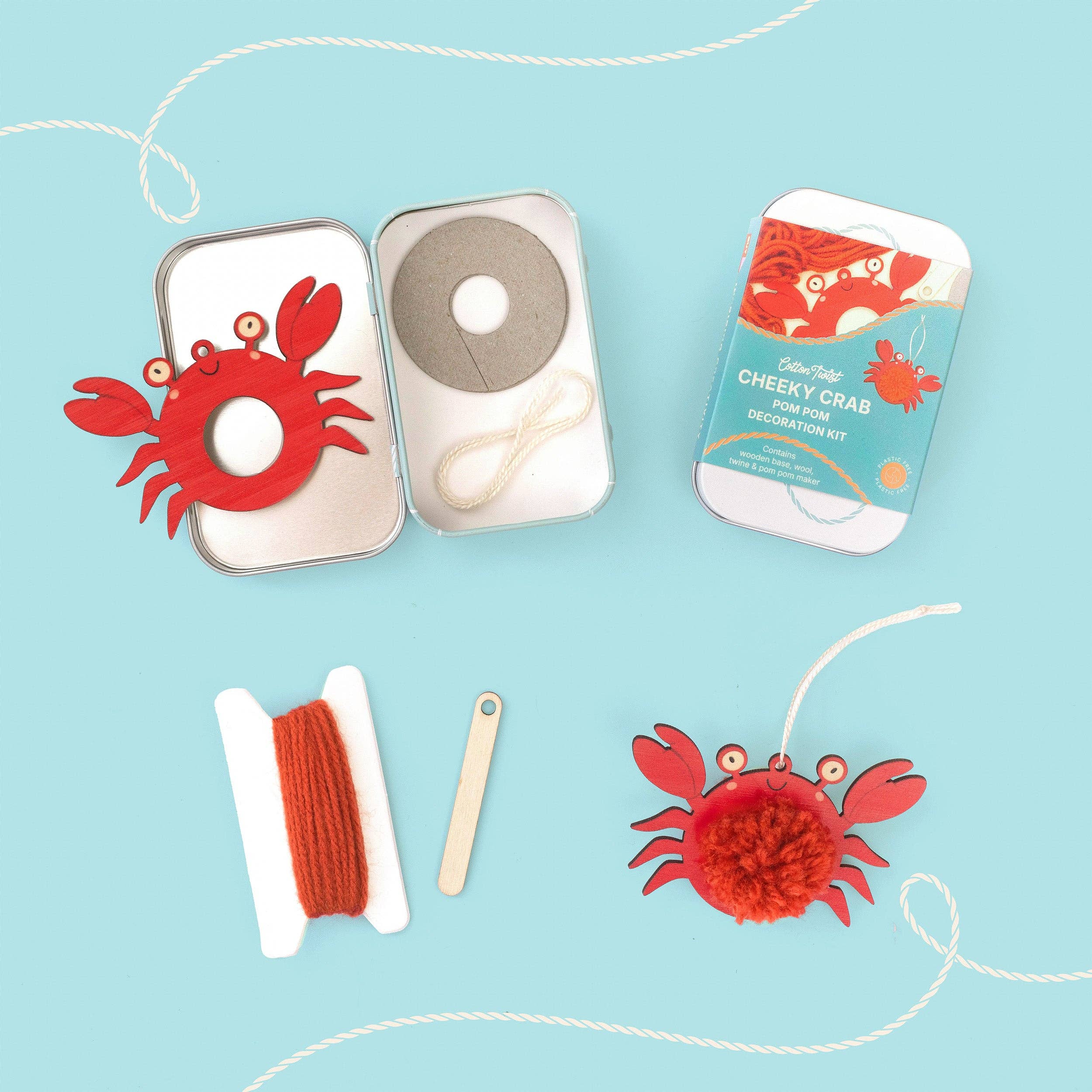 Cotton Twist (WE PREPAY ALL USA DUTIES) - Make Your Own Pom Pom Crab Decoration Kit