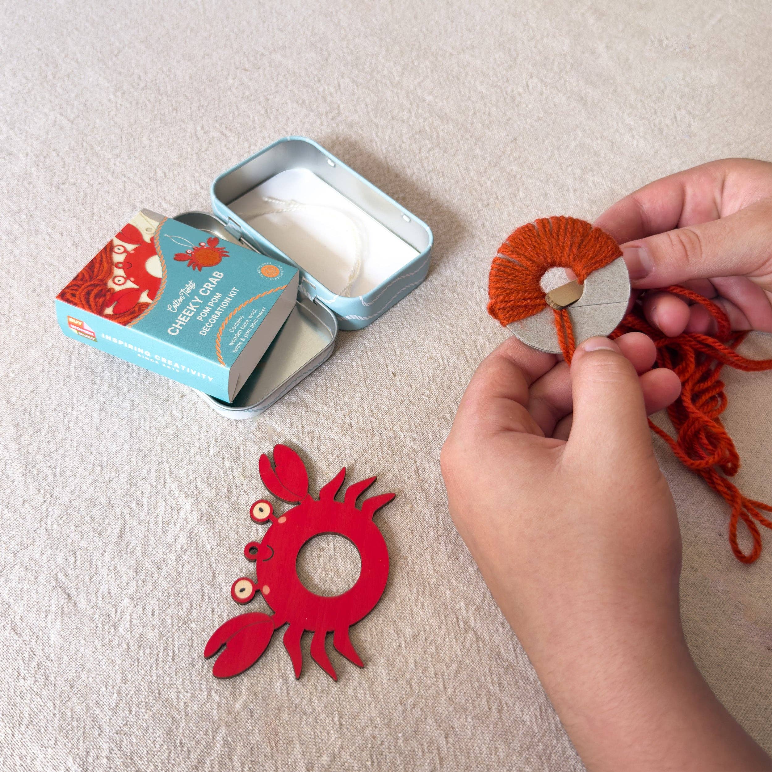 Cotton Twist (WE PREPAY ALL USA DUTIES) - Make Your Own Pom Pom Crab Decoration Kit