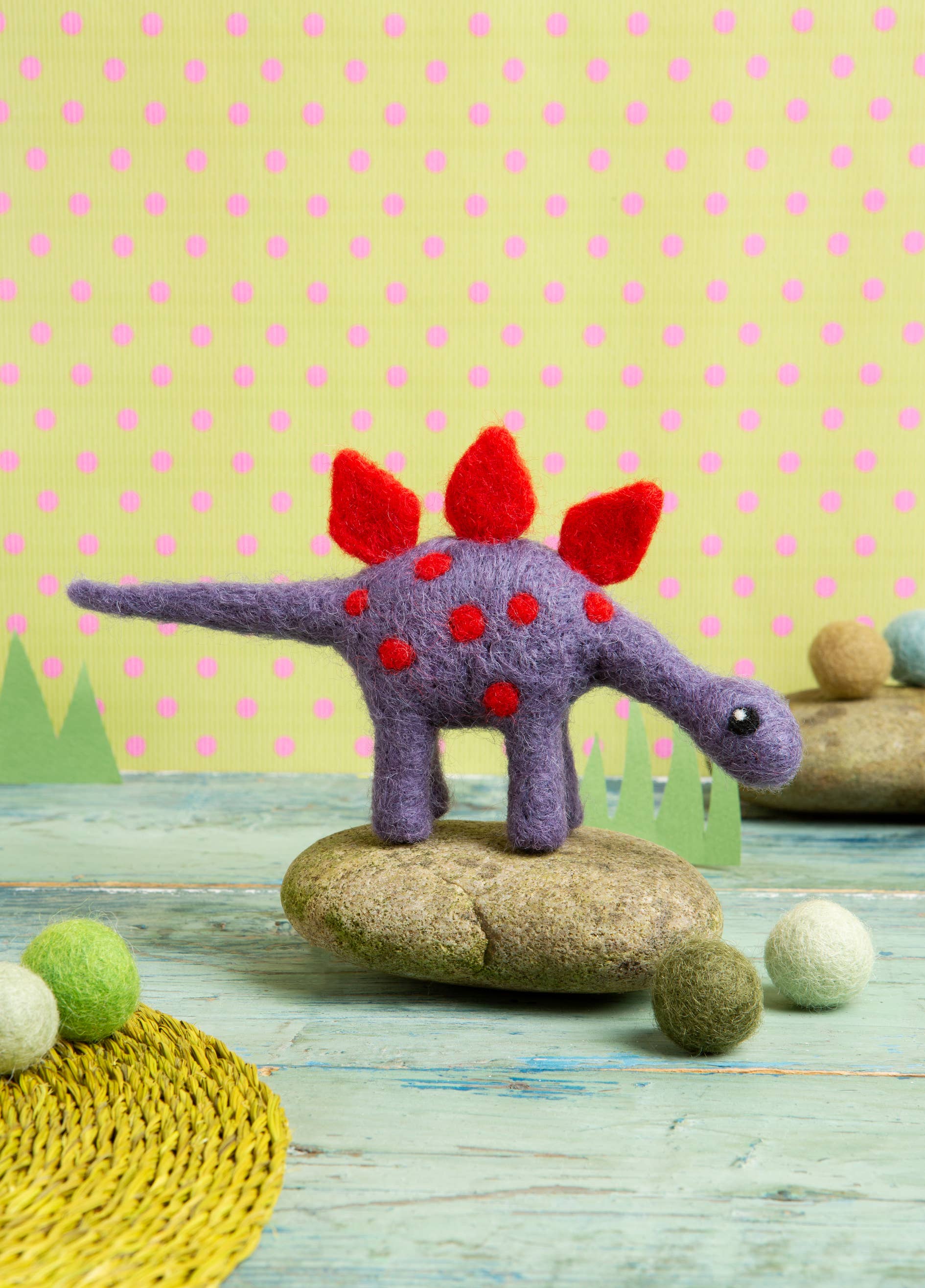 Hawthorn Handmade - Stegosaurus Mini Needle Felting Kit | Beginner Craft Kit