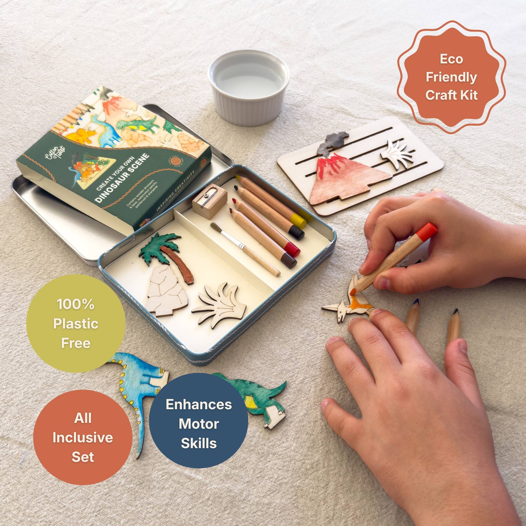 Cotton Twist (WE PREPAY ALL USA DUTIES) - Create Your Own Dinosaur Scene - DIY Craft Kit for Kids