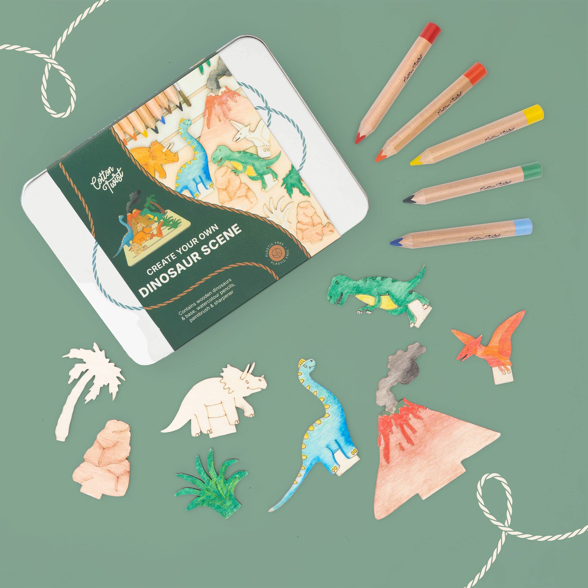Cotton Twist (WE PREPAY ALL USA DUTIES) - Create Your Own Dinosaur Scene - DIY Craft Kit for Kids