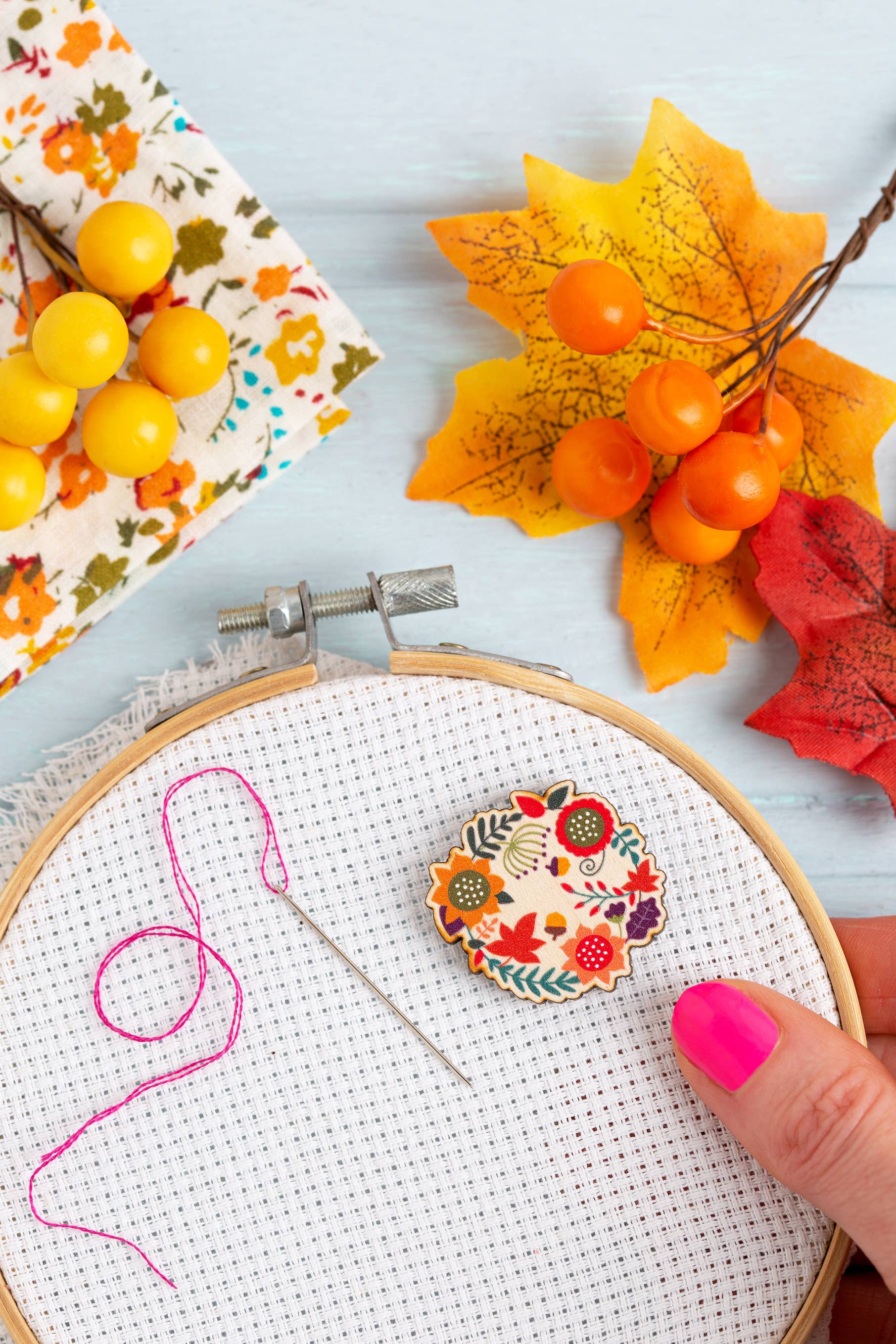 Hawthorn Handmade - Autumn Leaves Needle Minder | Gift for Crafters