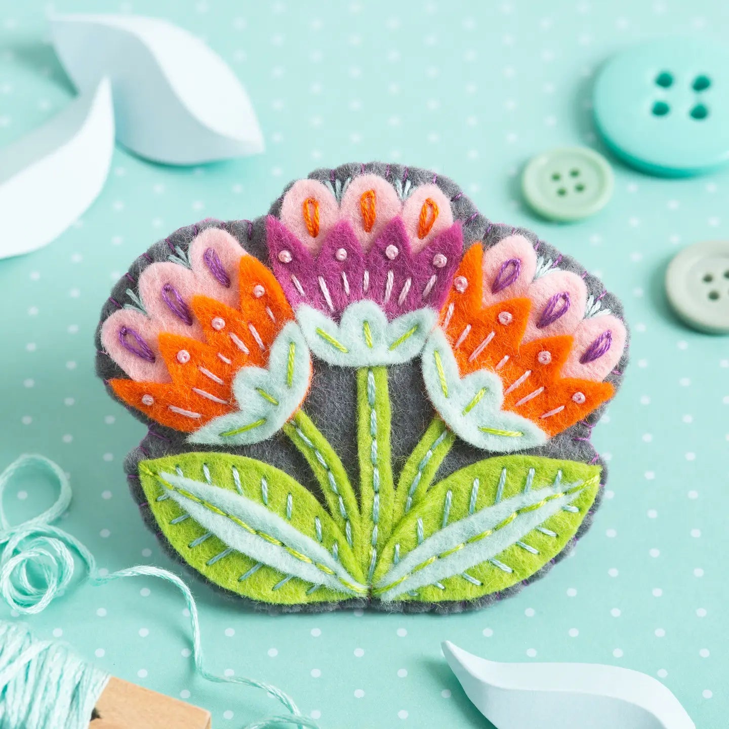 Marianne Flower Felt Craft Brooch Kit | Complete Craft Kit