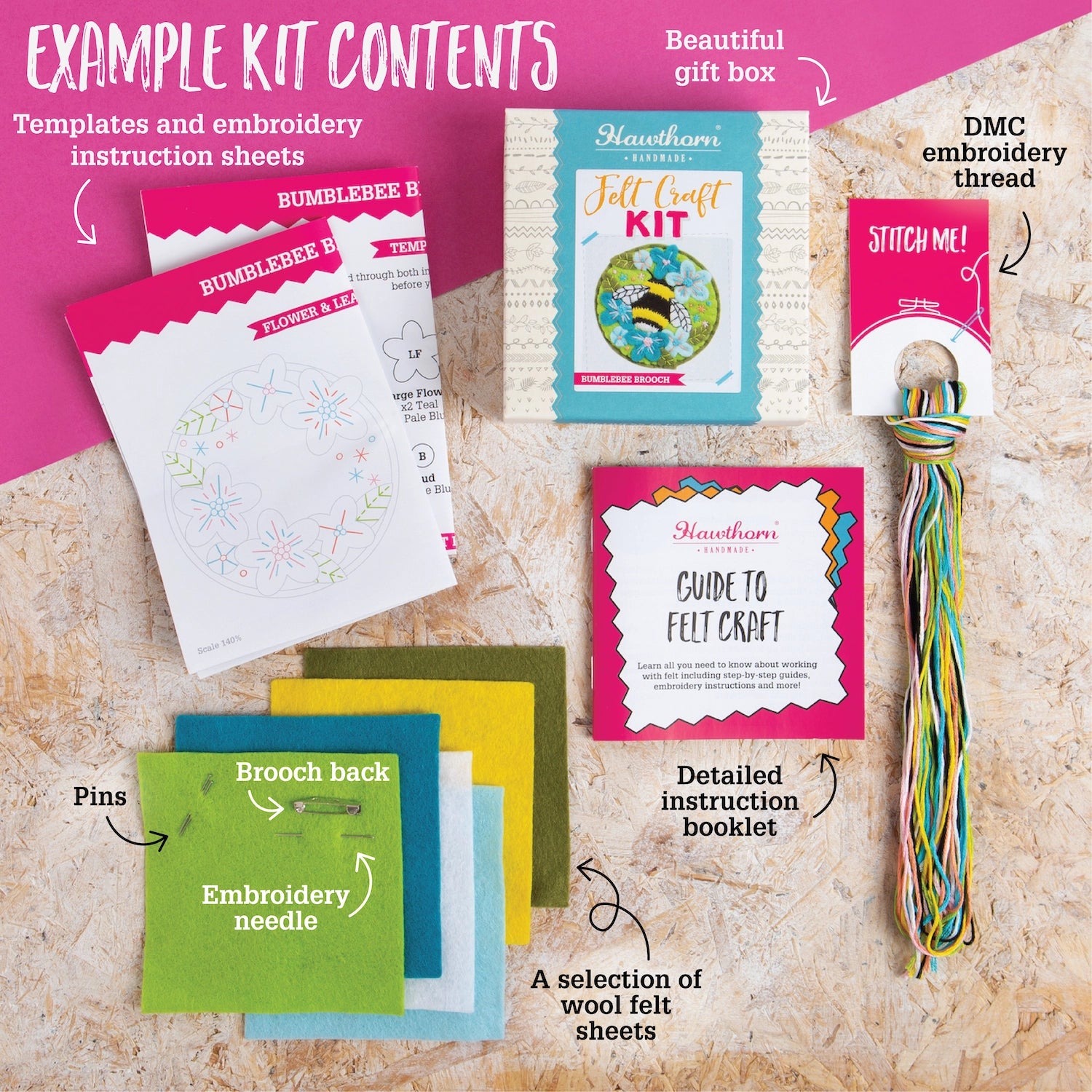 Ginger Cat Felt Craft Brooch Kit | Complete Craft Kit