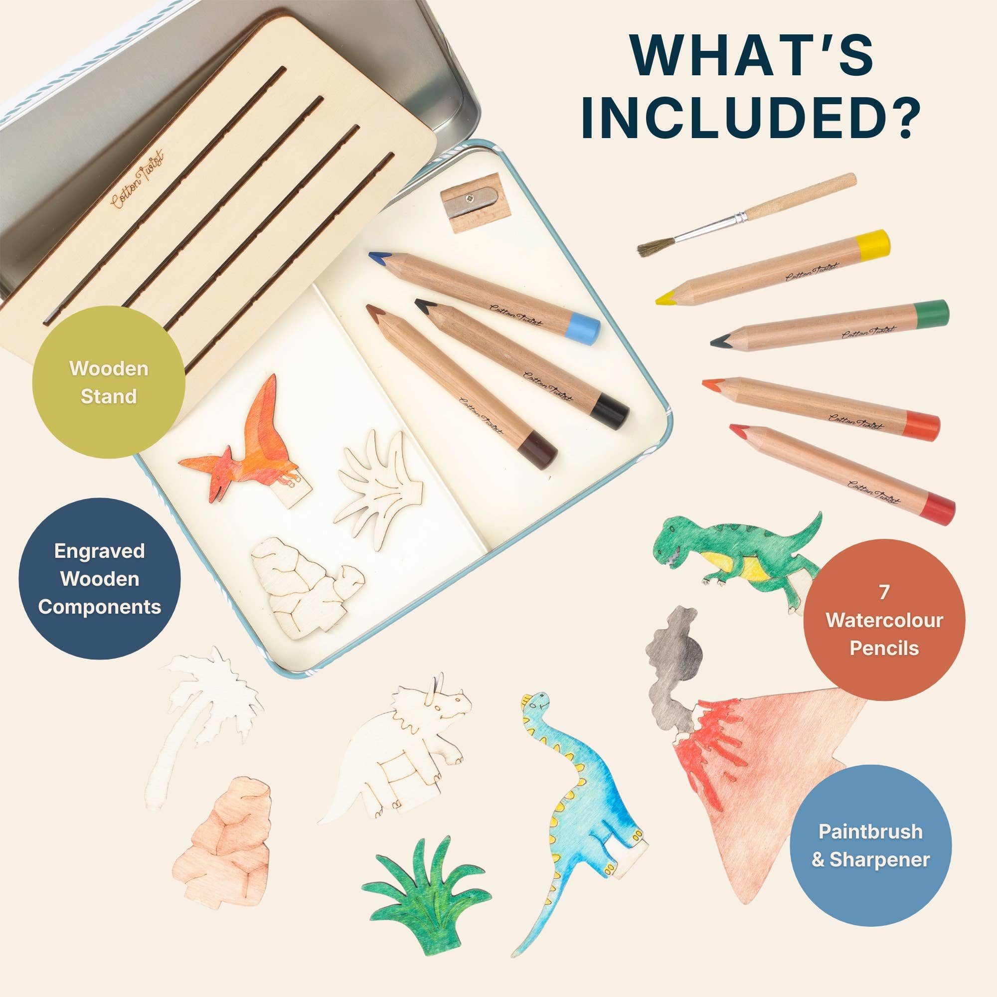Cotton Twist (WE PREPAY ALL USA DUTIES) - Create Your Own Dinosaur Scene - DIY Craft Kit for Kids