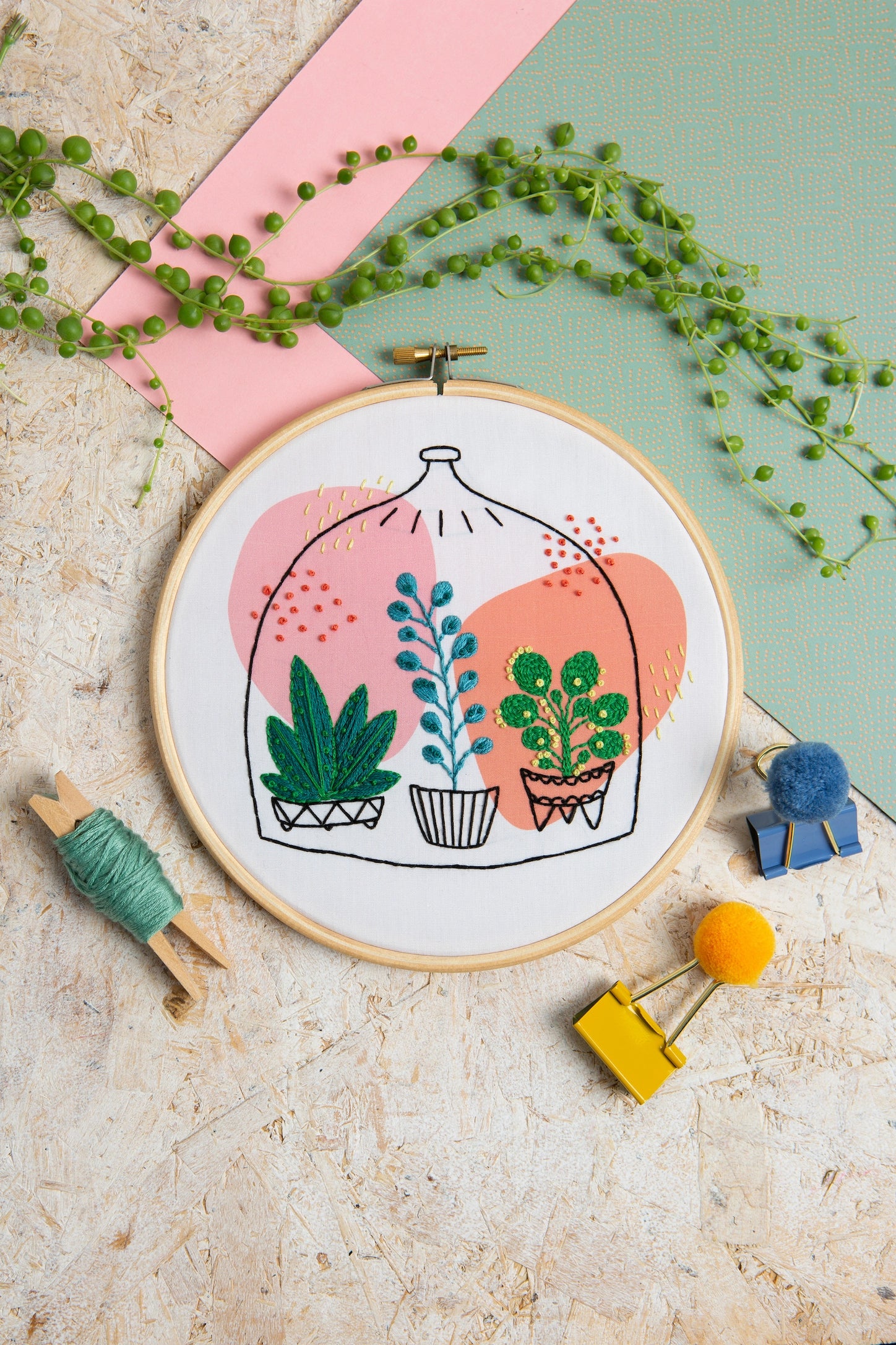 Glass Garden Embroidery Kit | Complete Craft Kit for Beginners