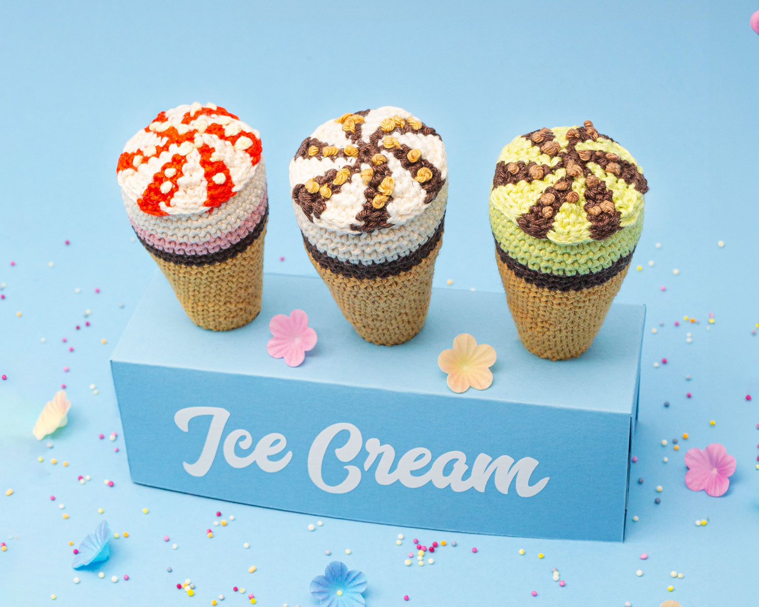 Trio of ice cream printed crochet pattern