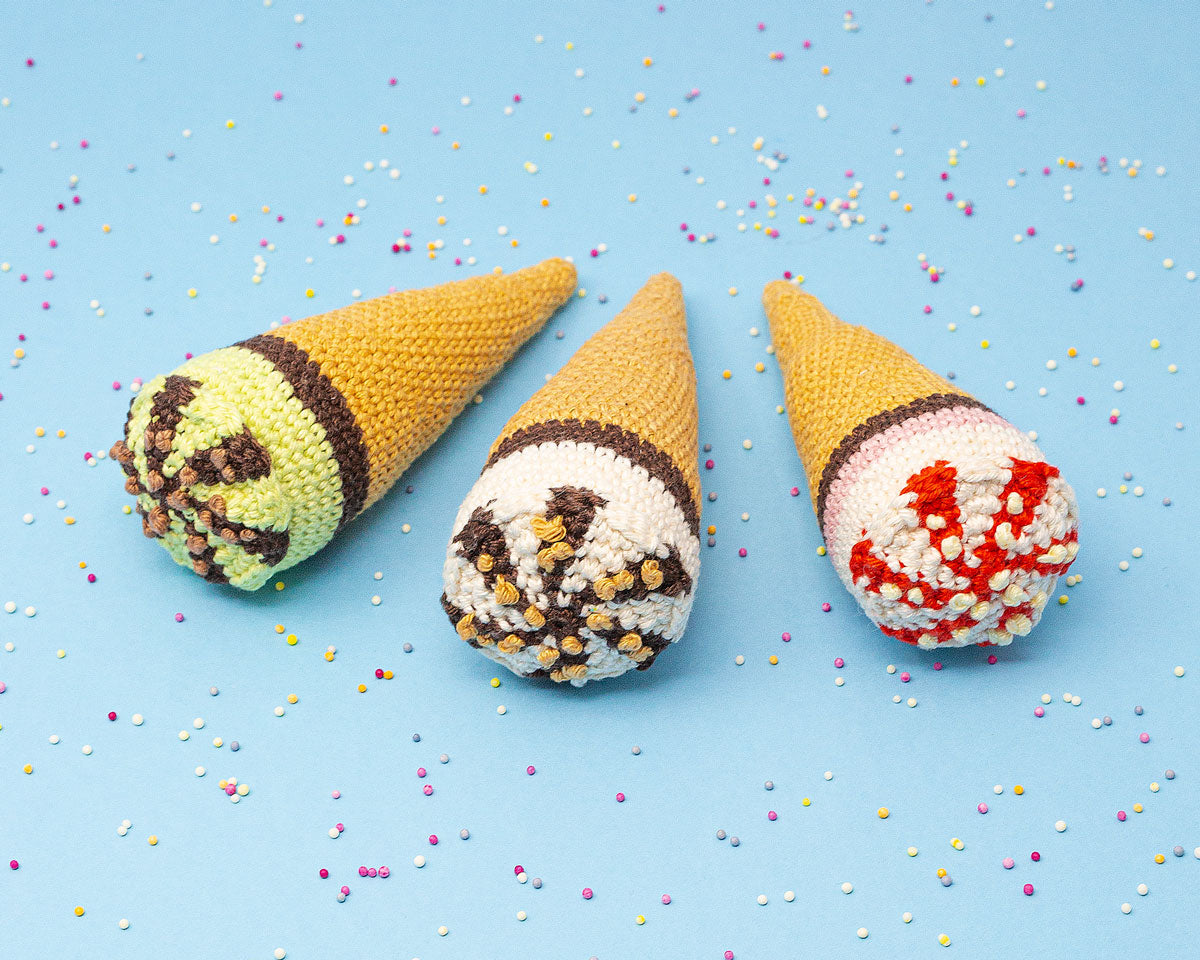 Trio of ice cream printed crochet pattern