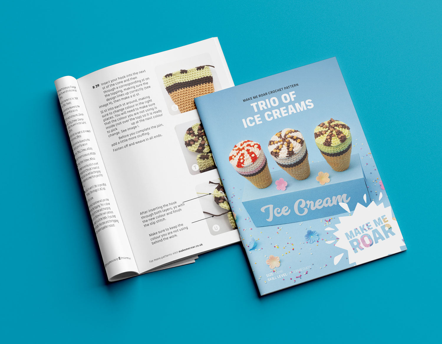 Trio of ice cream printed crochet pattern