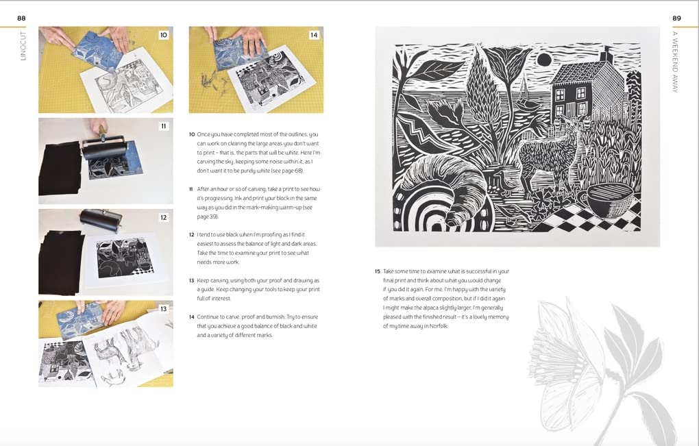 Linocut, a step-by-step guide to linocut printing by Sam Marshall