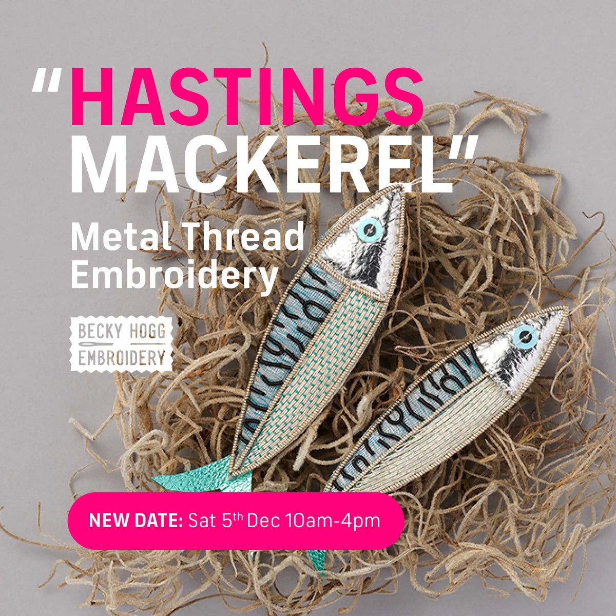 Metal Thread Embroidery - Hastings Mackerel
